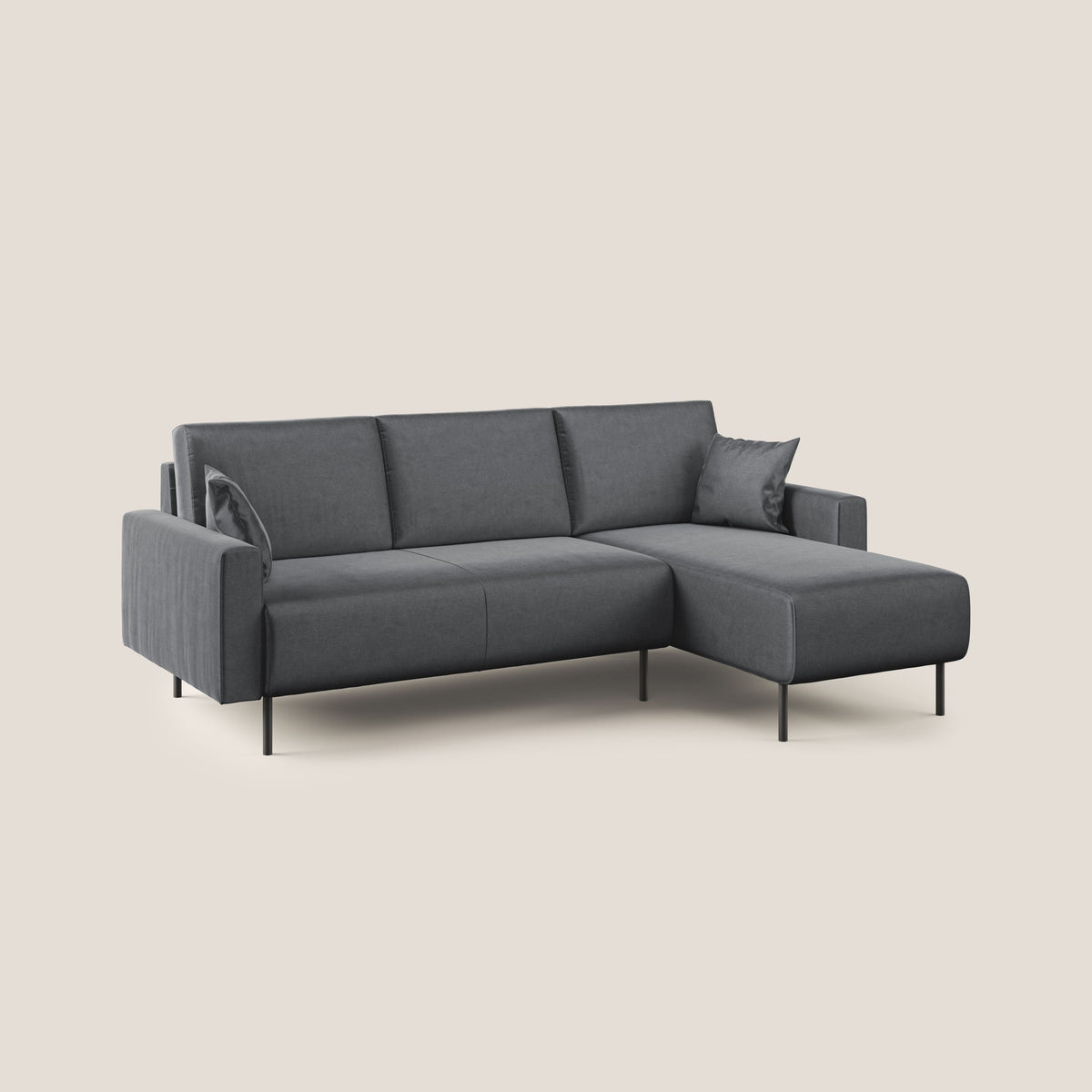Arthur divano moderno angolare in velluto morbido impermeabile T01 antracite - divitt.sbs
