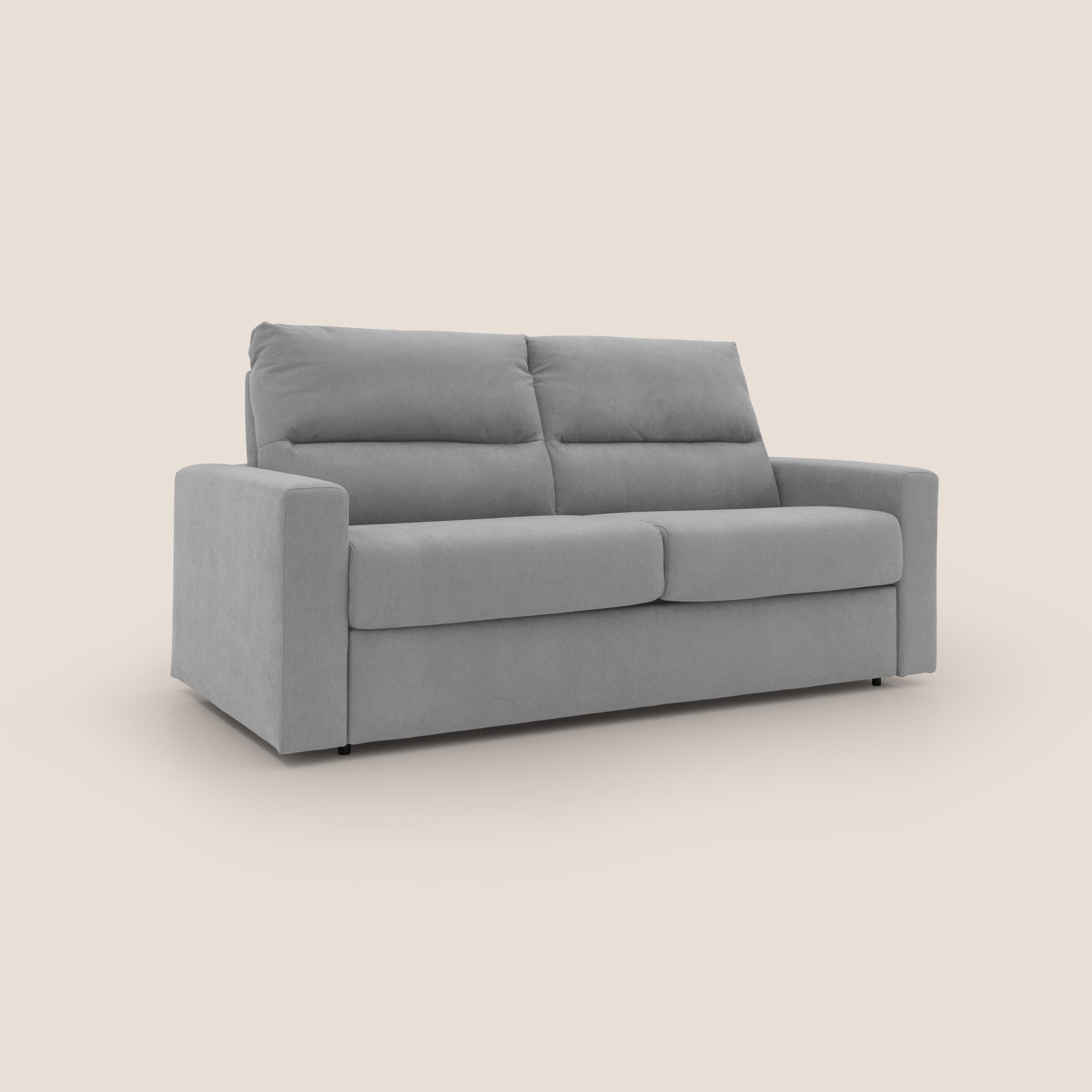 Paloma divano letto con materasso alto 18 cm con Aloe Vera in tessuto impermeabile grigio chiaro - divitt.sbs
