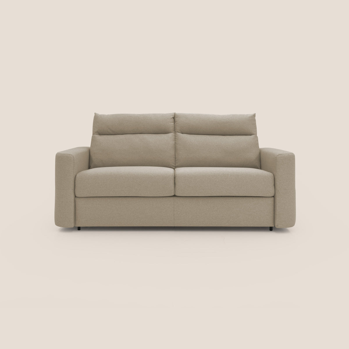 Cupido Divano letto materasso H18 cm e schienale alto in tessuto impermeabile simil cotone T13 beige - divitt.sbs