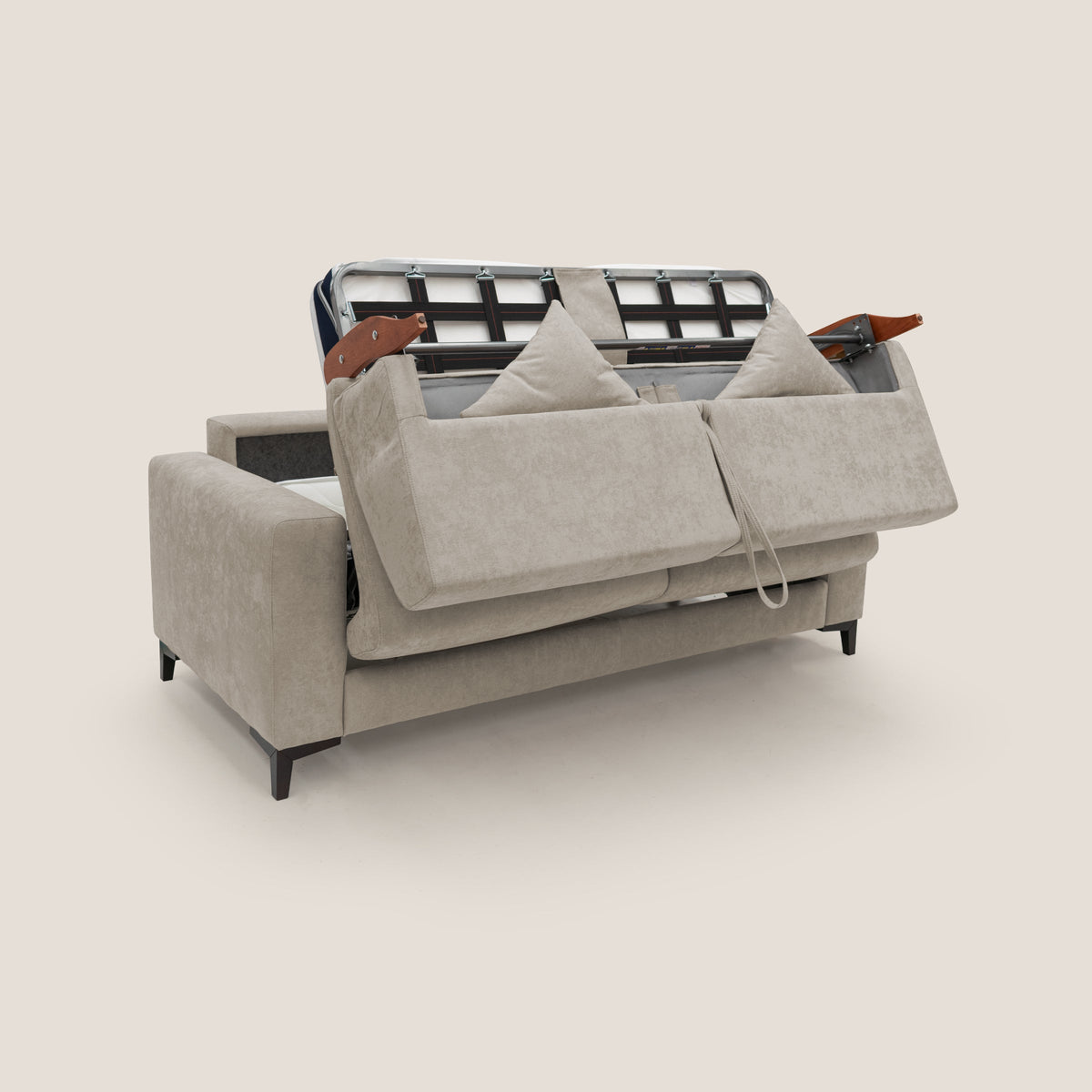 Kafka divano letto matrimoniale in morbido tessuto impermeabile T02 beige - divitt.sbs
