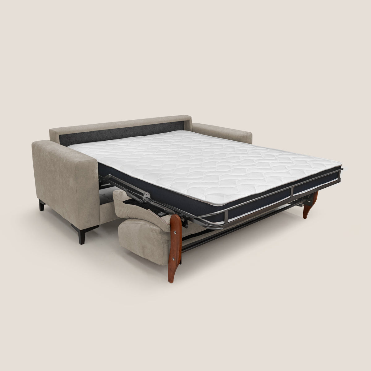Kafka divano letto matrimoniale in morbido tessuto impermeabile T02 beige - divitt.sbs