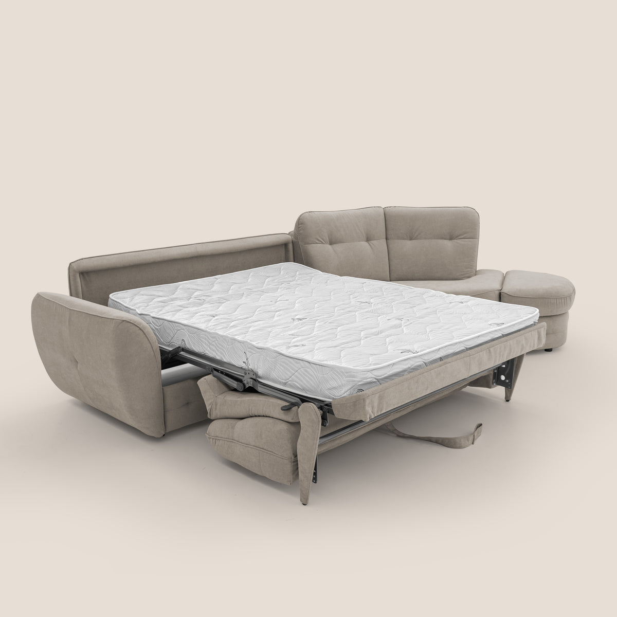 Zeus divano letto angolare con materasso H18 cm pouf mobile in tessuto impermeabile T02 - divitt.sbs
