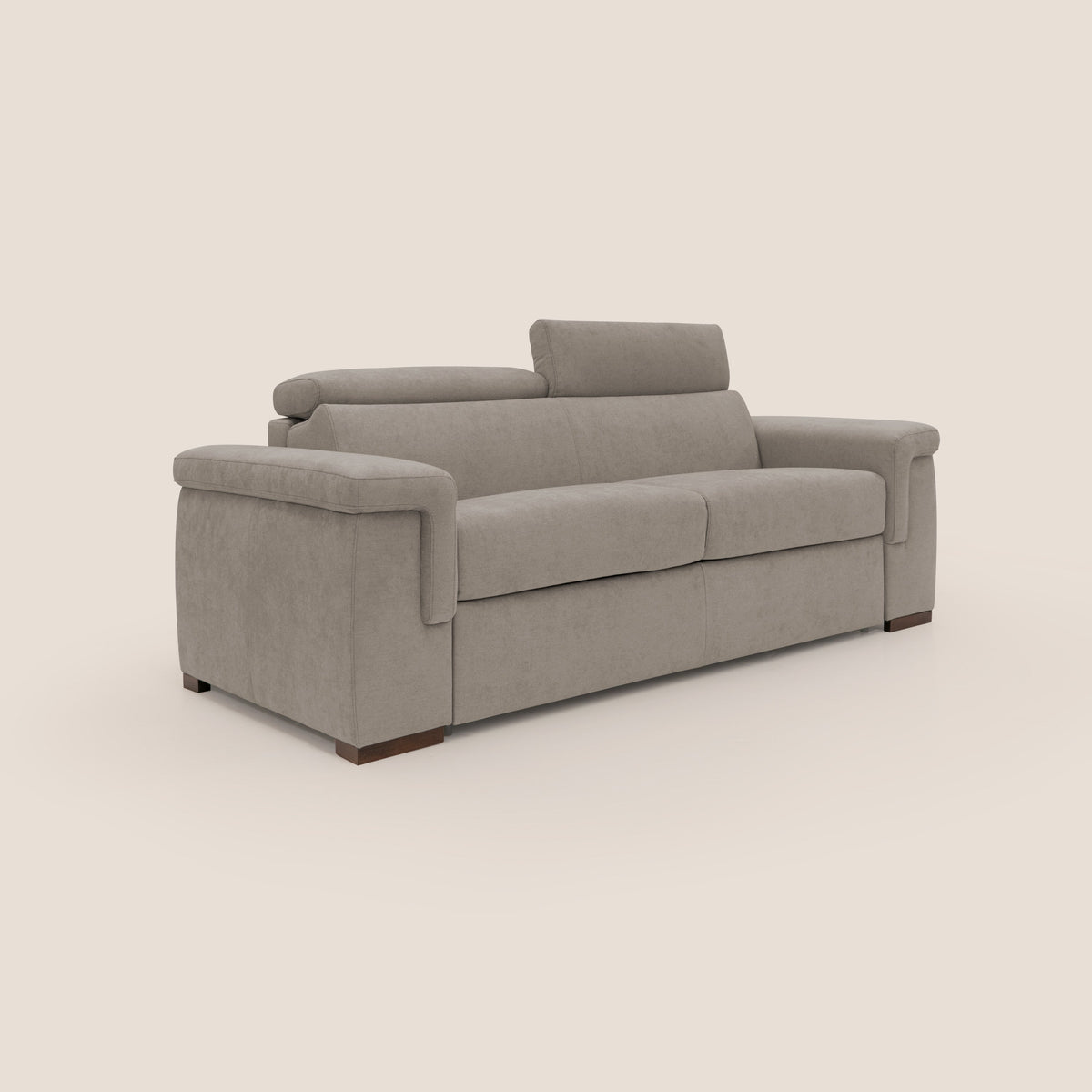 Giunone divano letto con materasso alto 18 cm e poggiatesta reclinabili in tessuto impermeabile T02 beige - divitt.sbs