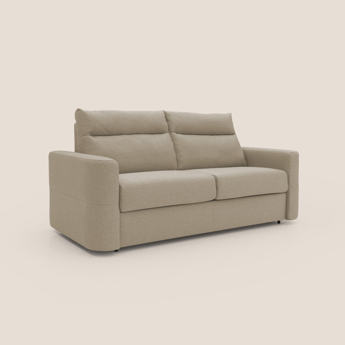 Cupido Divano letto materasso H18 cm e schienale alto in tessuto impermeabile simil cotone T13 beige - divitt.sbs