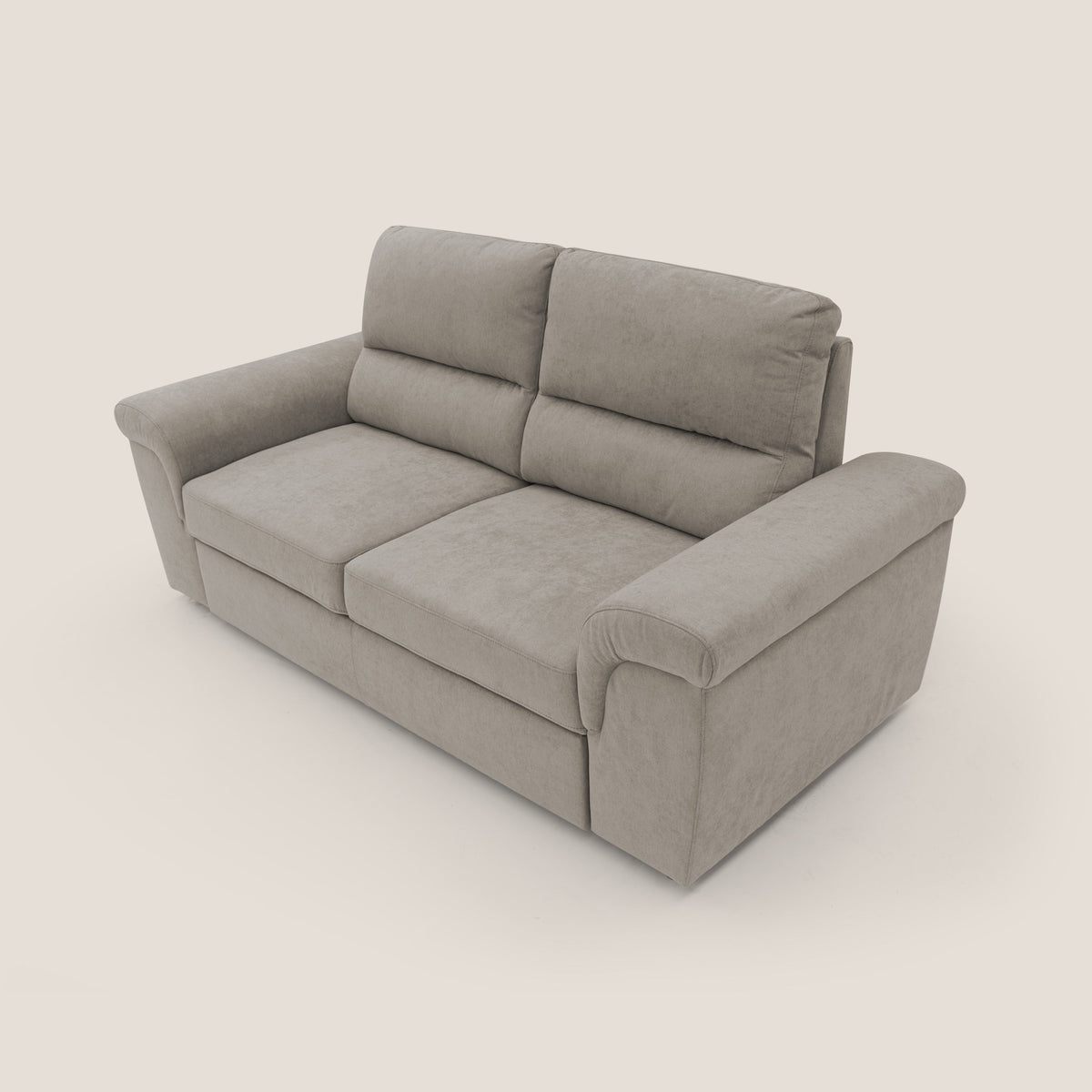 Minerva divano con pouf estraibile poggiapiedi in tessuto morbido impermeabile T02 beige - divitt.sbs