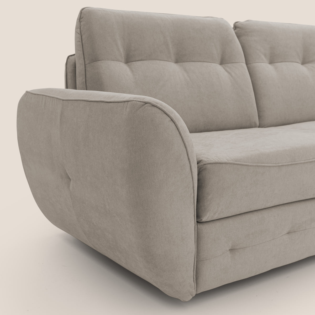 Zeus divano letto angolare con materasso H18 cm pouf mobile in tessuto impermeabile T02 - divitt.sbs