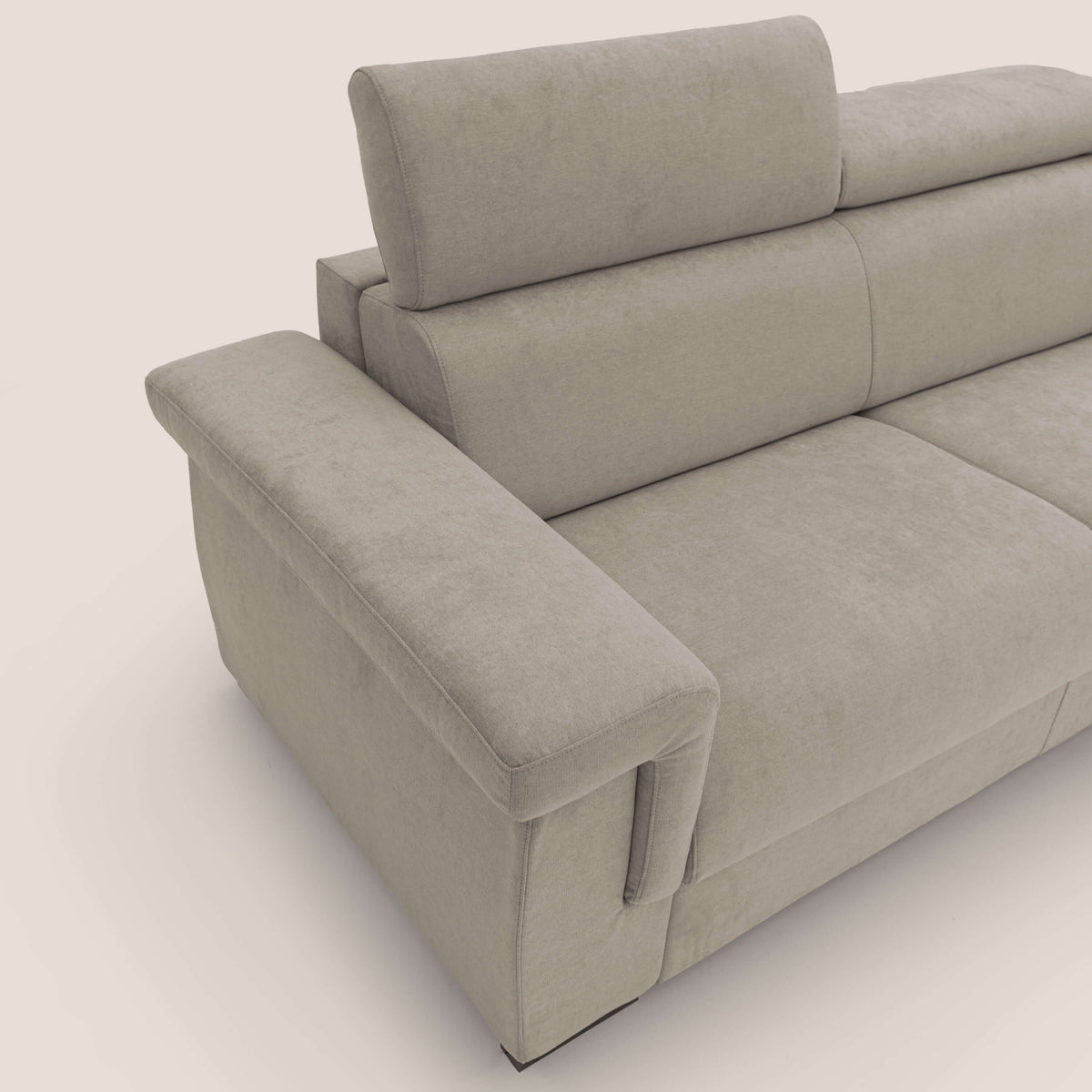 Bjorn divano letto sfoderabile con materasso H18 cm e poggiatesta reclinabili in tessuto impermeabile T02 beige - divitt.sbs