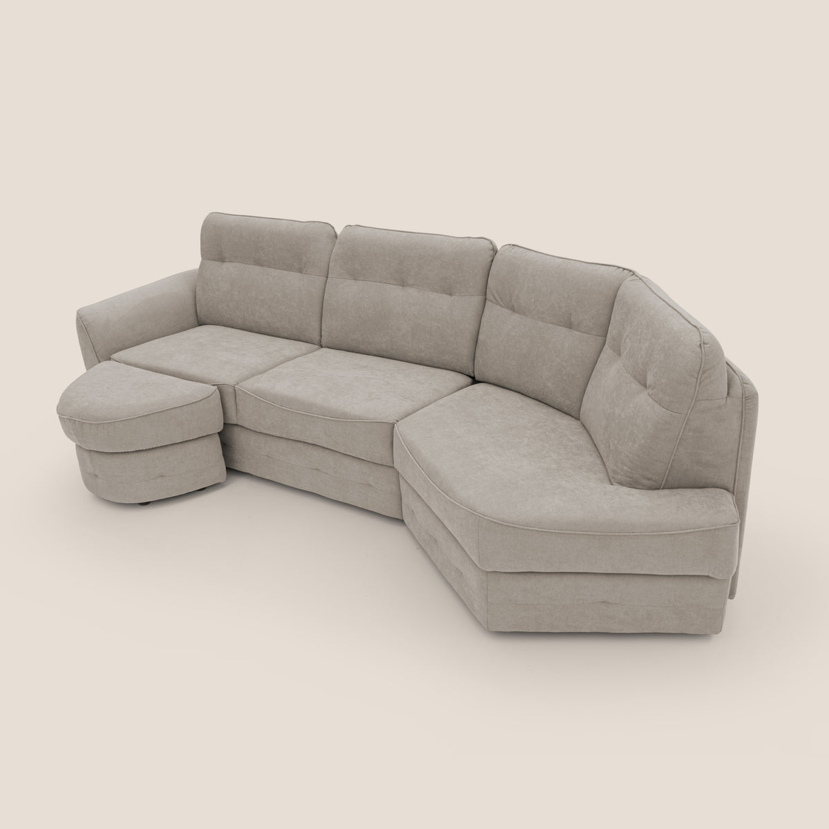 Zeus divano letto angolare con materasso H18 cm pouf mobile in tessuto impermeabile T02 - divitt.sbs