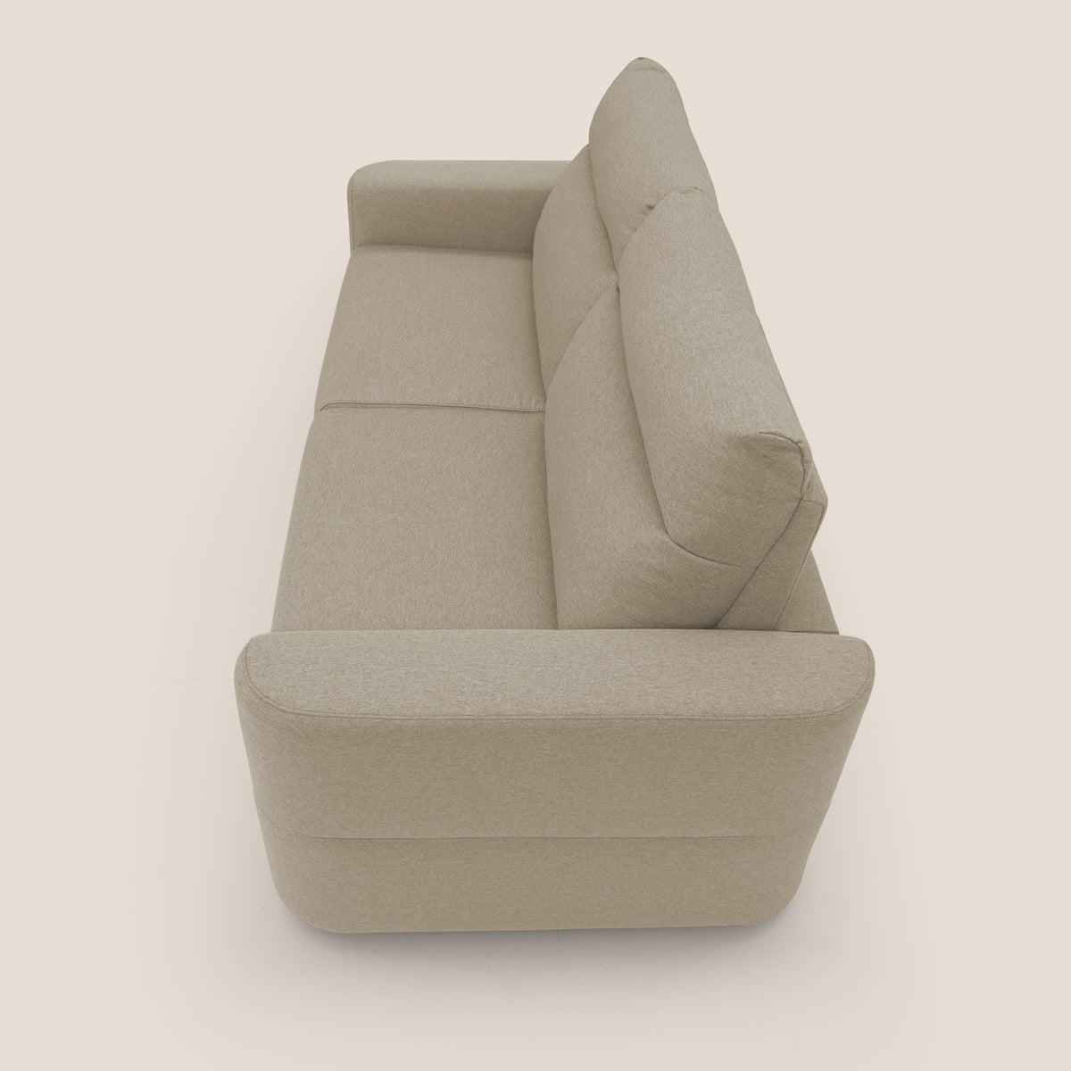 Cupido Divano letto materasso H18 cm e schienale alto in tessuto impermeabile simil cotone T13 beige - divitt.sbs