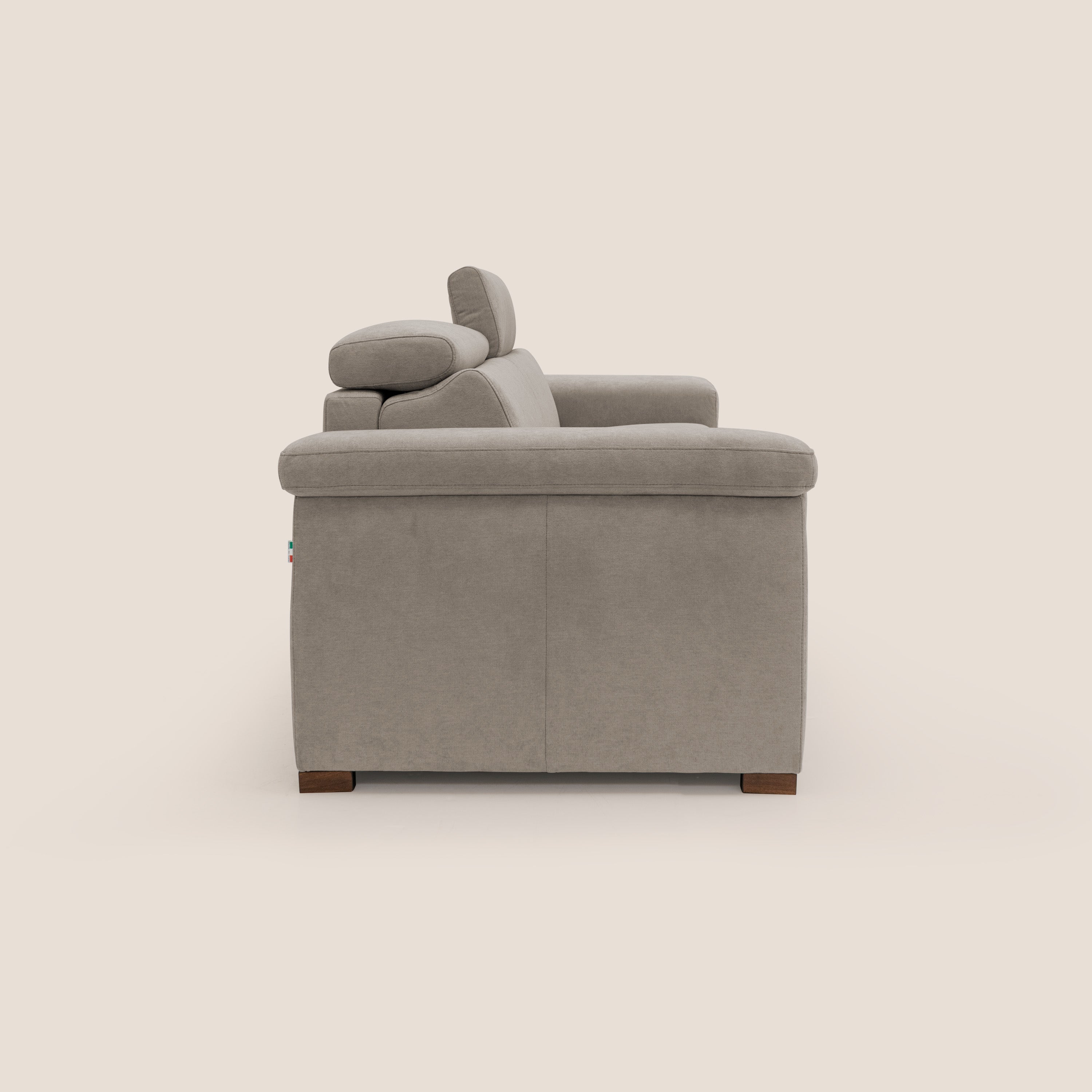 Giunone divano letto con materasso alto 18 cm e poggiatesta reclinabili in tessuto impermeabile T02 beige - divitt.sbs