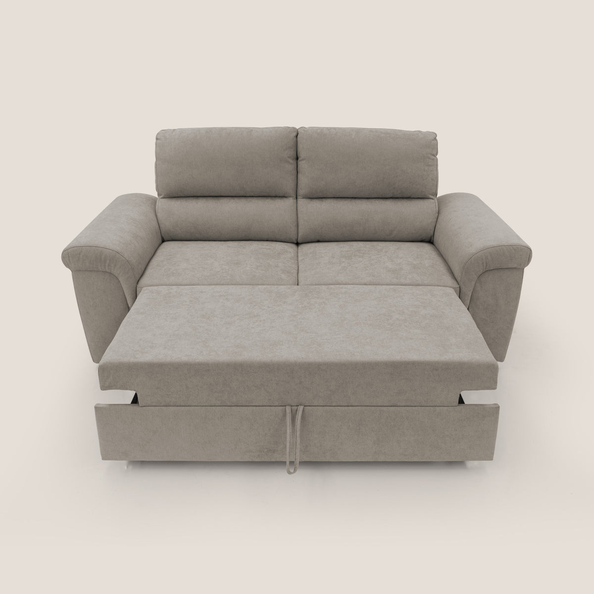 Minerva divano con pouf estraibile poggiapiedi in tessuto morbido impermeabile T02 beige - divitt.sbs