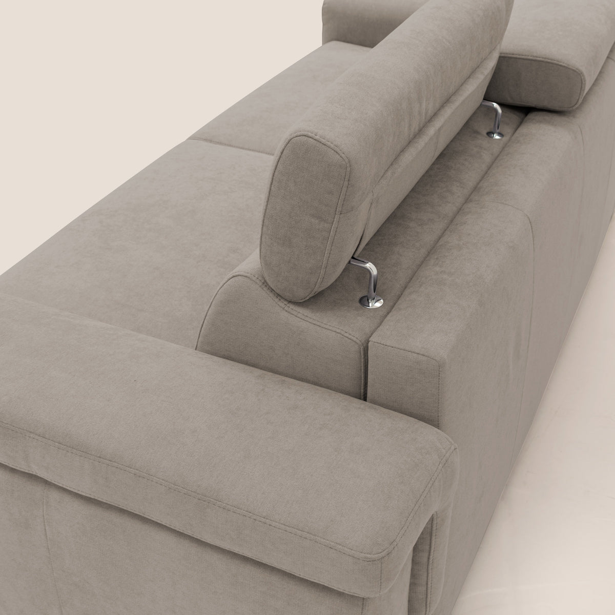 Giunone divano letto con materasso alto 18 cm e poggiatesta reclinabili in tessuto impermeabile T02 beige - divitt.sbs
