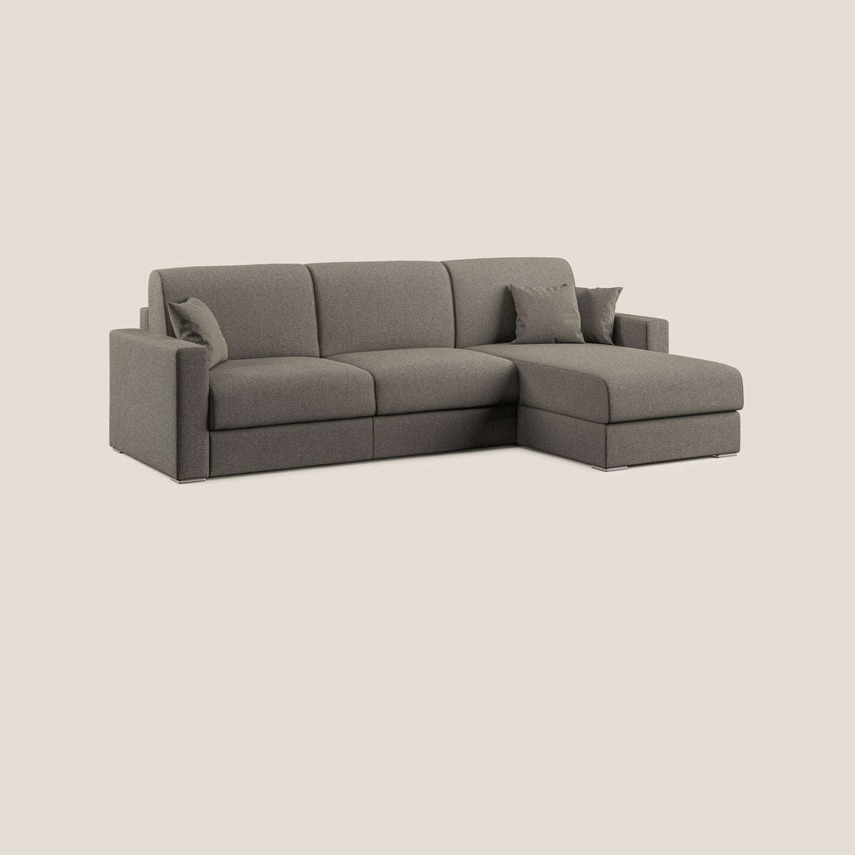 Best Divano letto angolare con penisola in tessuto smacchiabile QuickClean T08 tortora - divitt.sbs