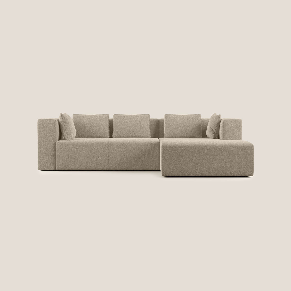 Nettuno divano angolare componibile in morbido tessuto bouclè T07 beige - divitt.sbs