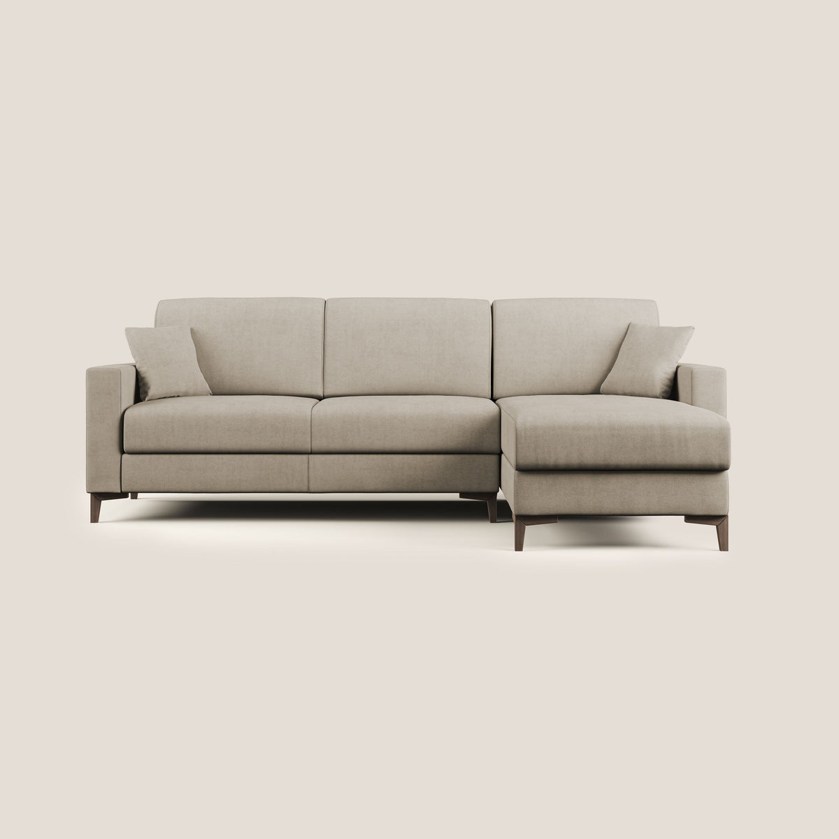 Kafka divano letto angolare in morbido tessuto impermeabile T02 beige - divitt.sbs