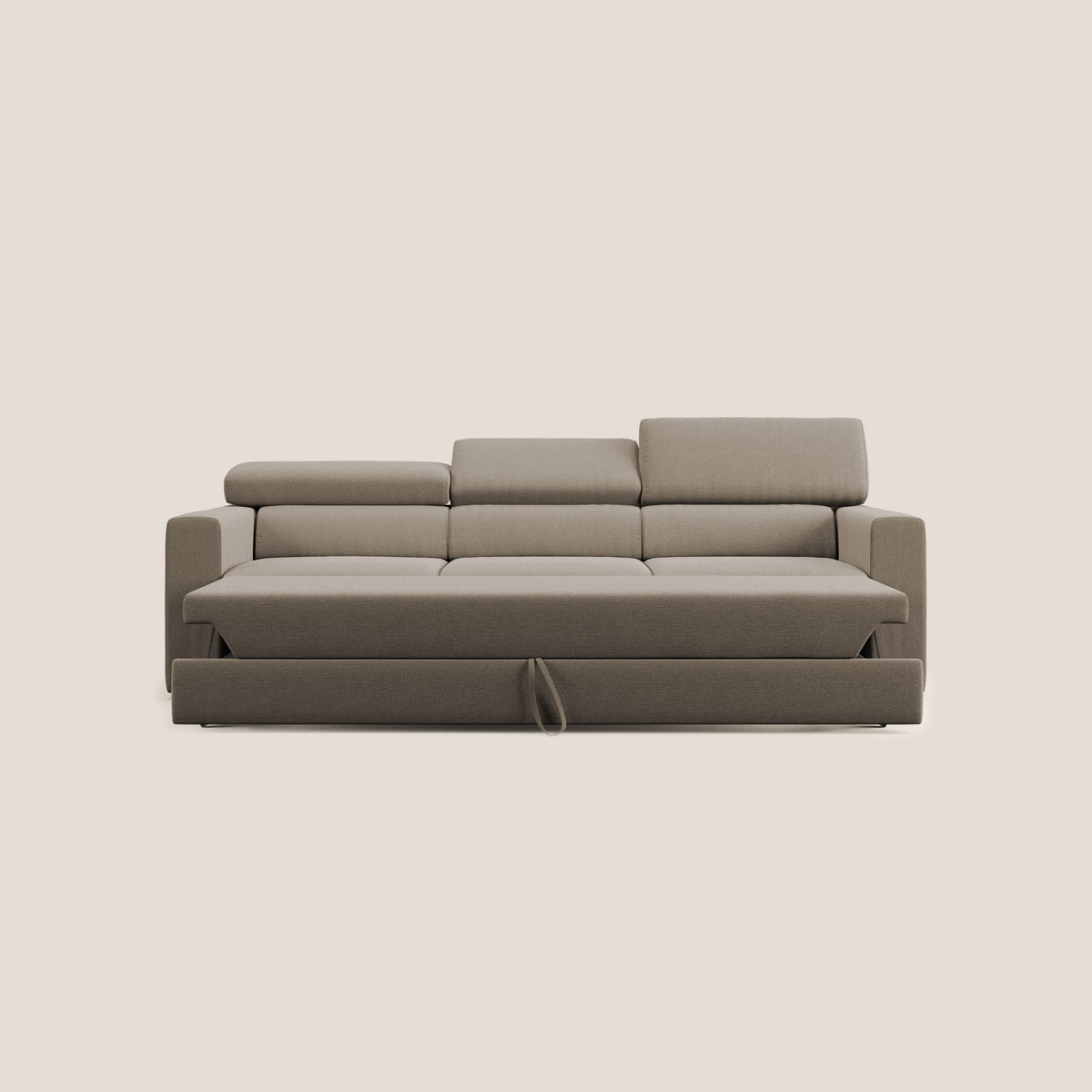 Dylan divano a 3 sedute con pouf estraibile poggiapiedi in tessuto simil cotone impermeabile T13 beige - divitt.sbs