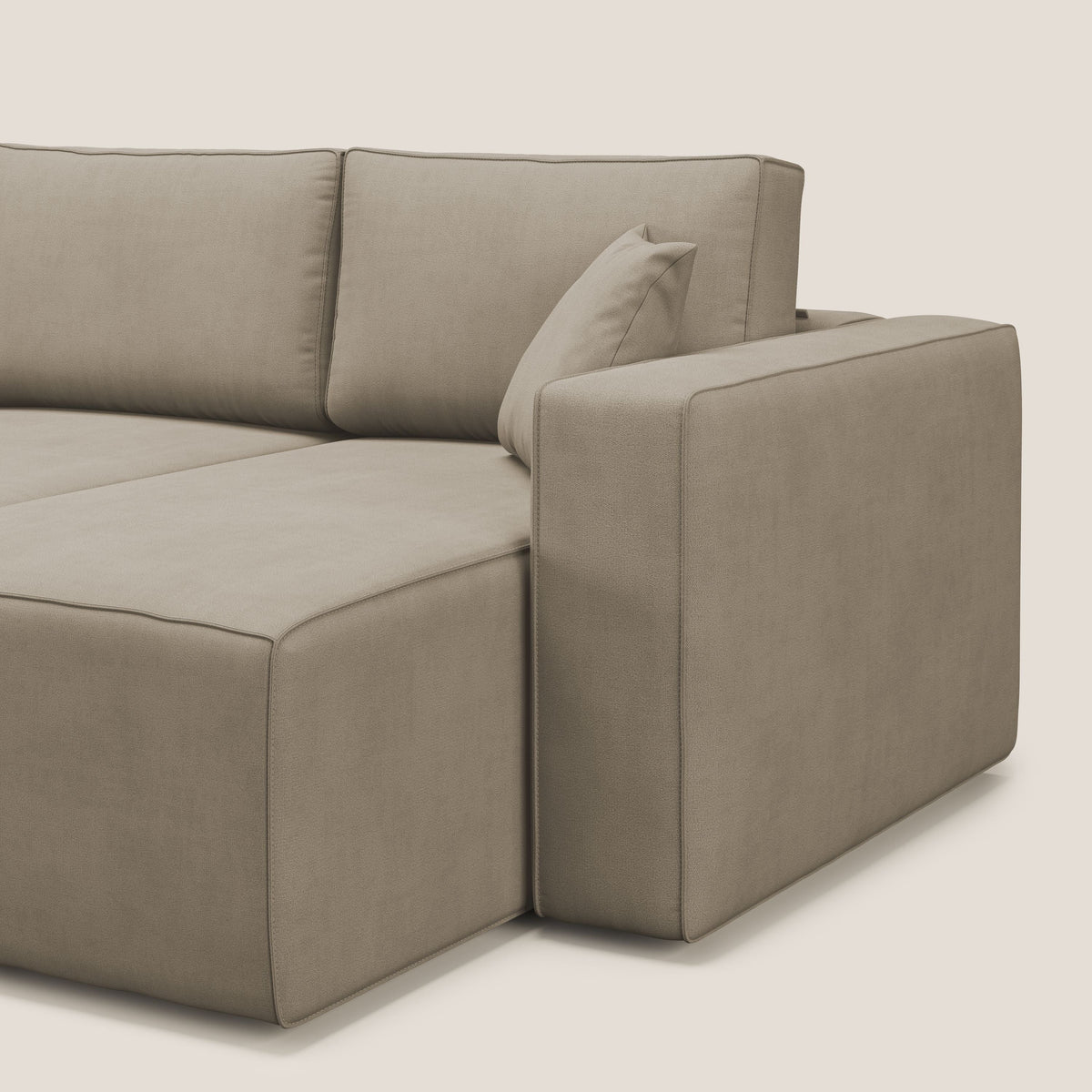 Morfeo divano con 3 sedute estraibili in morbido tessuto impermeabile T02 beige - divitt.sbs