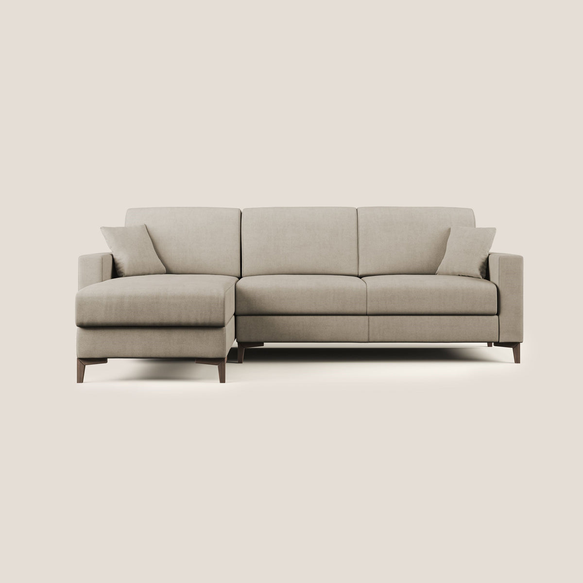 Kafka divano letto angolare in morbido tessuto impermeabile T02 beige - divitt.sbs