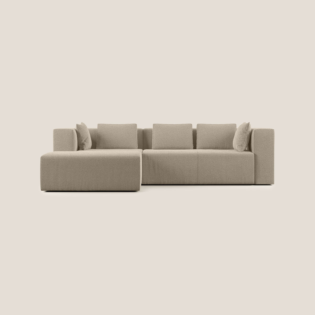 Nettuno divano angolare componibile in morbido tessuto bouclè T07 beige - divitt.sbs