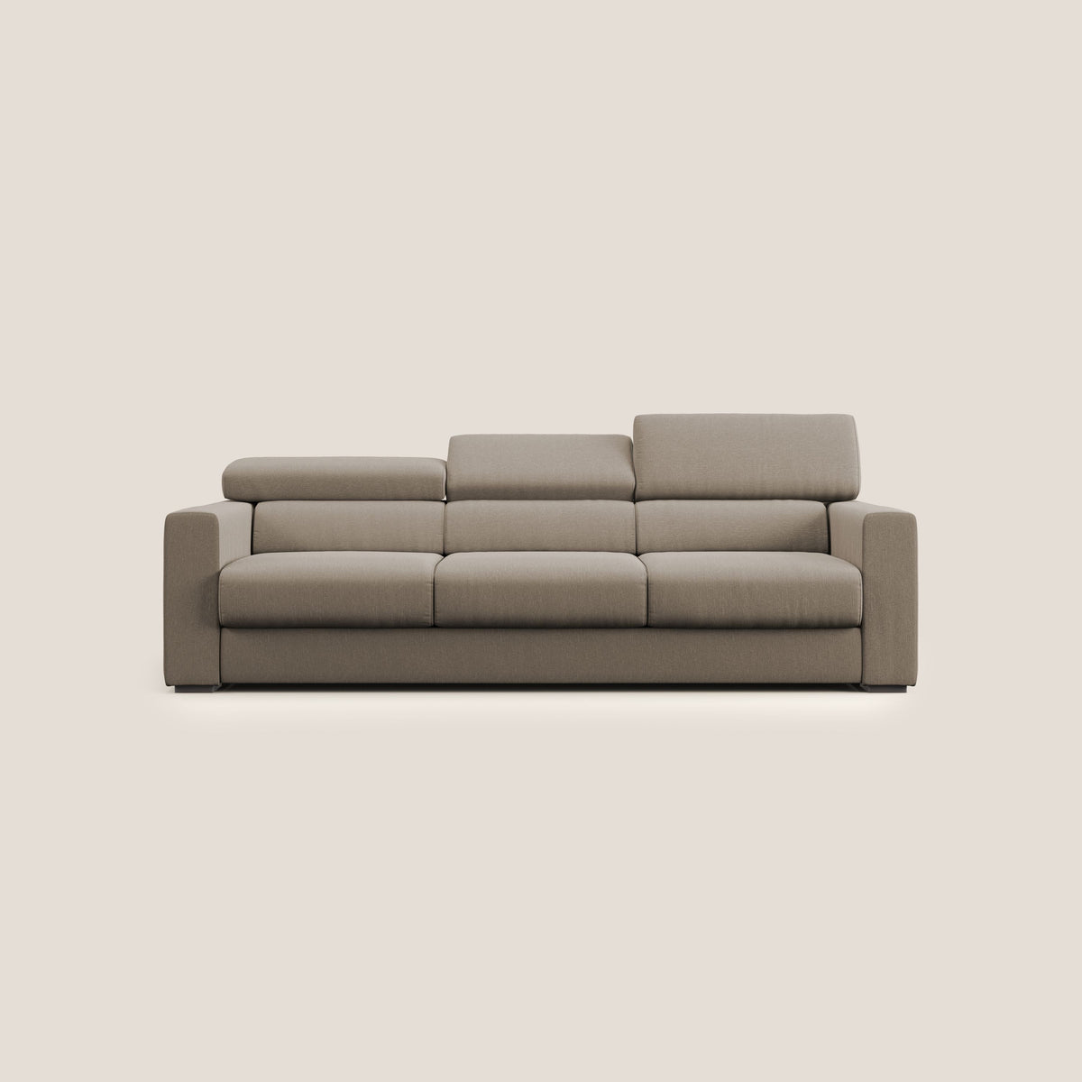 Dylan divano a 3 sedute con pouf estraibile poggiapiedi in tessuto simil cotone impermeabile T13 beige - divitt.sbs