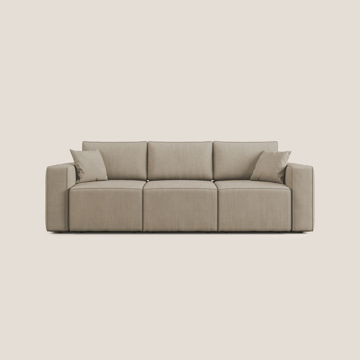Morfeo divano con 3 sedute estraibili in morbido tessuto impermeabile T02 beige - divitt.sbs