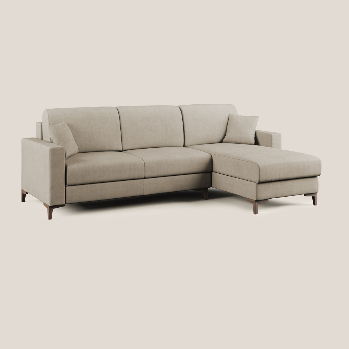 Kafka divano letto angolare in morbido tessuto impermeabile T02 beige - divitt.sbs