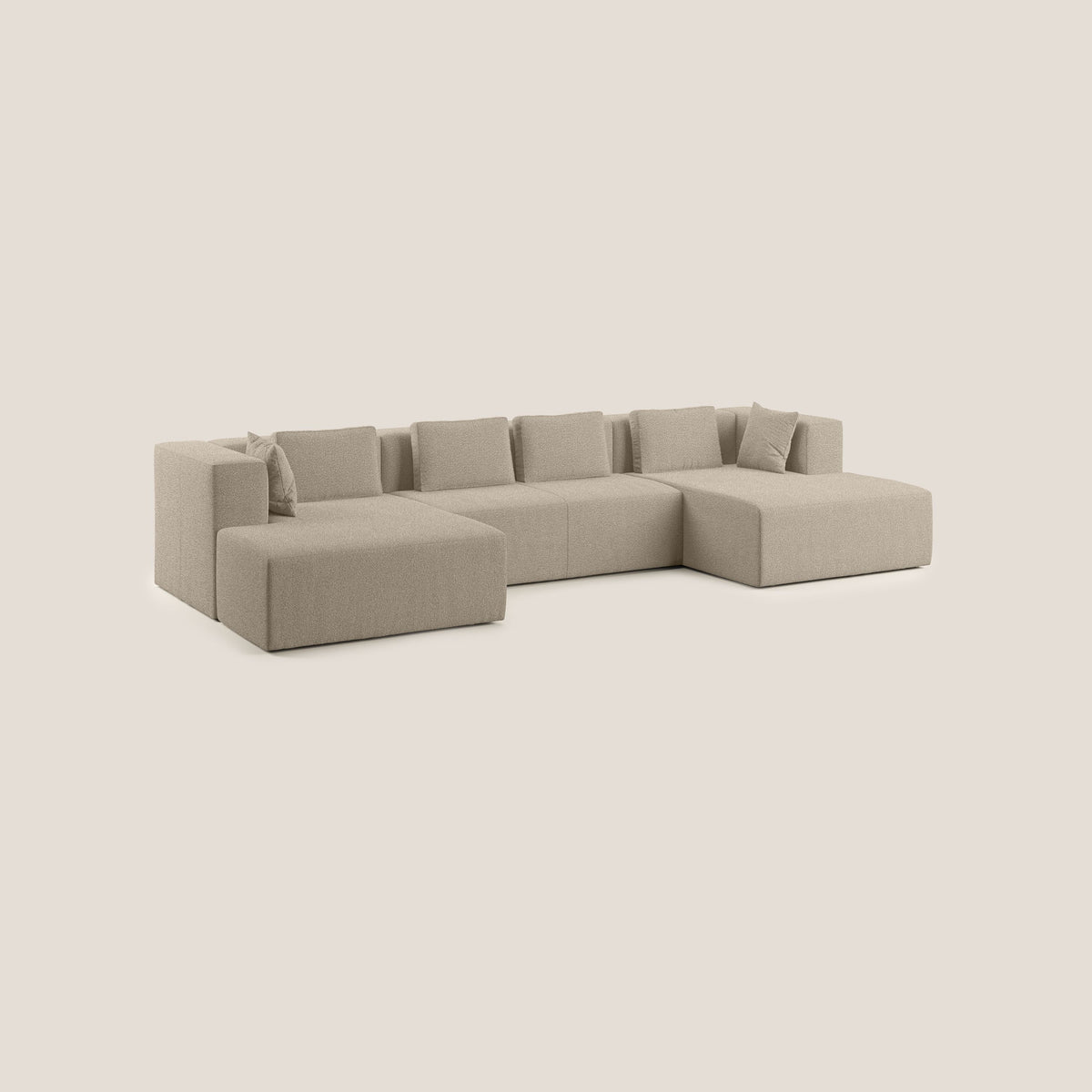 Nettuno divano panoramico in morbido tessuto bouclè T07 beige - divitt.sbs