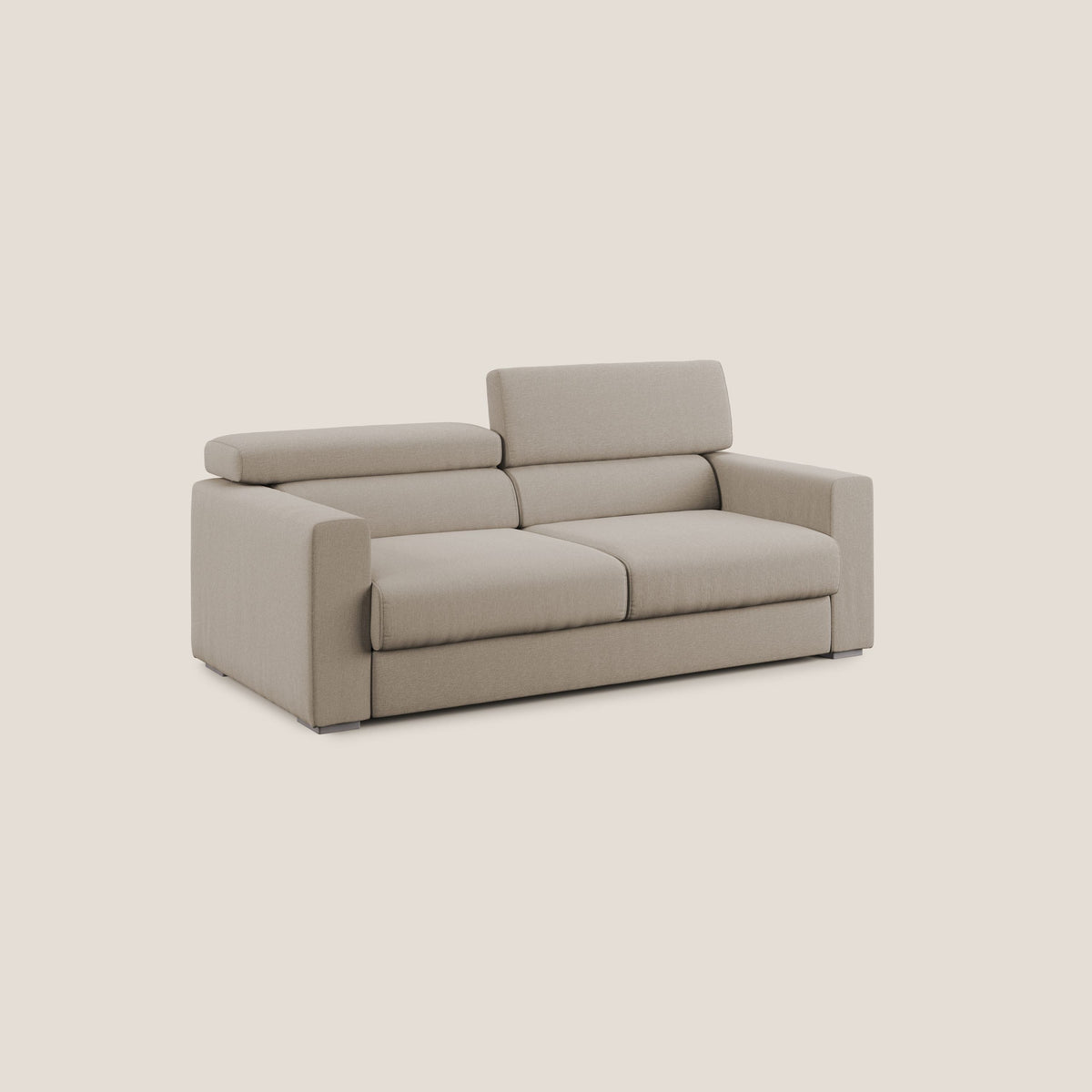 Dylan divano allungabile con pouf estraibile poggiapiedi in tessuto simil cotone impermeabile T13 beige - divitt.sbs