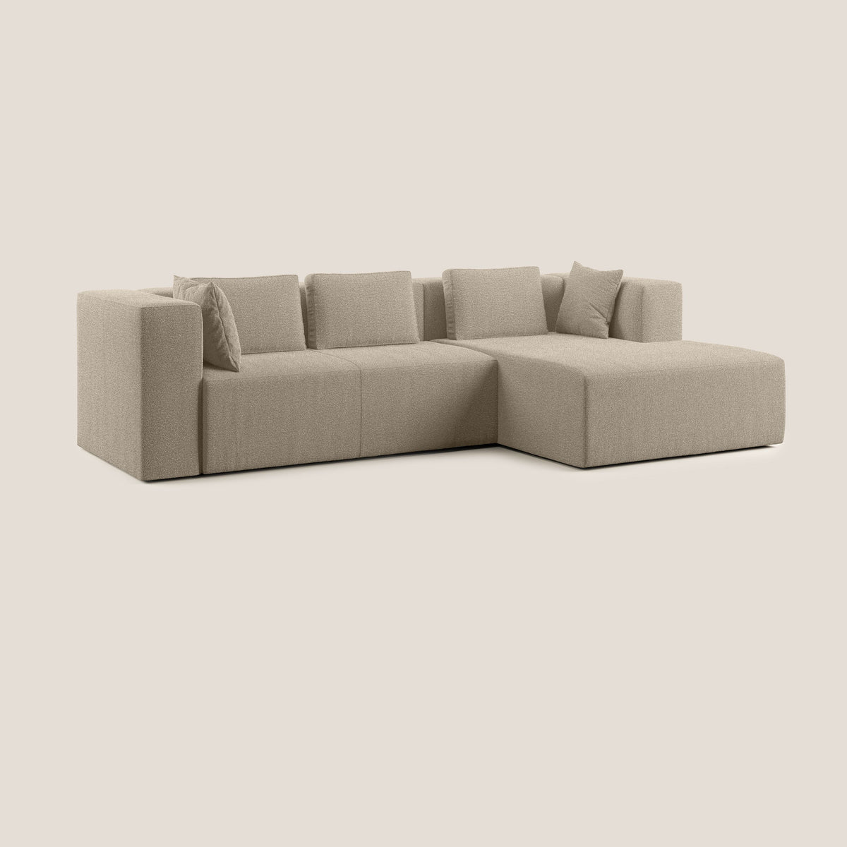 Nettuno divano angolare componibile in morbido tessuto bouclè T07 beige - divitt.sbs