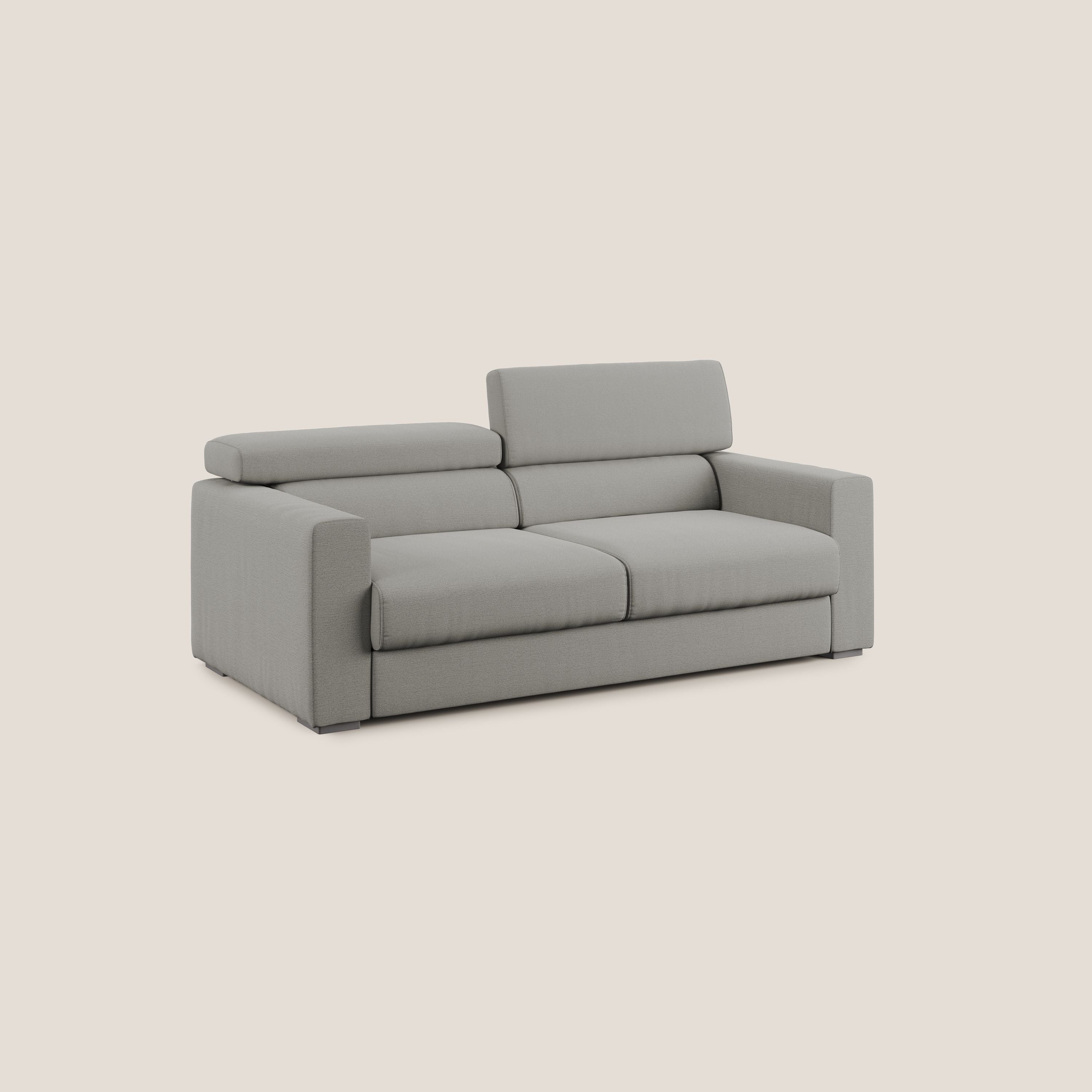 Dylan divano allungabile con pouf estraibile poggiapiedi in tessuto fiammato simil cotone impermeabile T19 beige - divitt.sbs