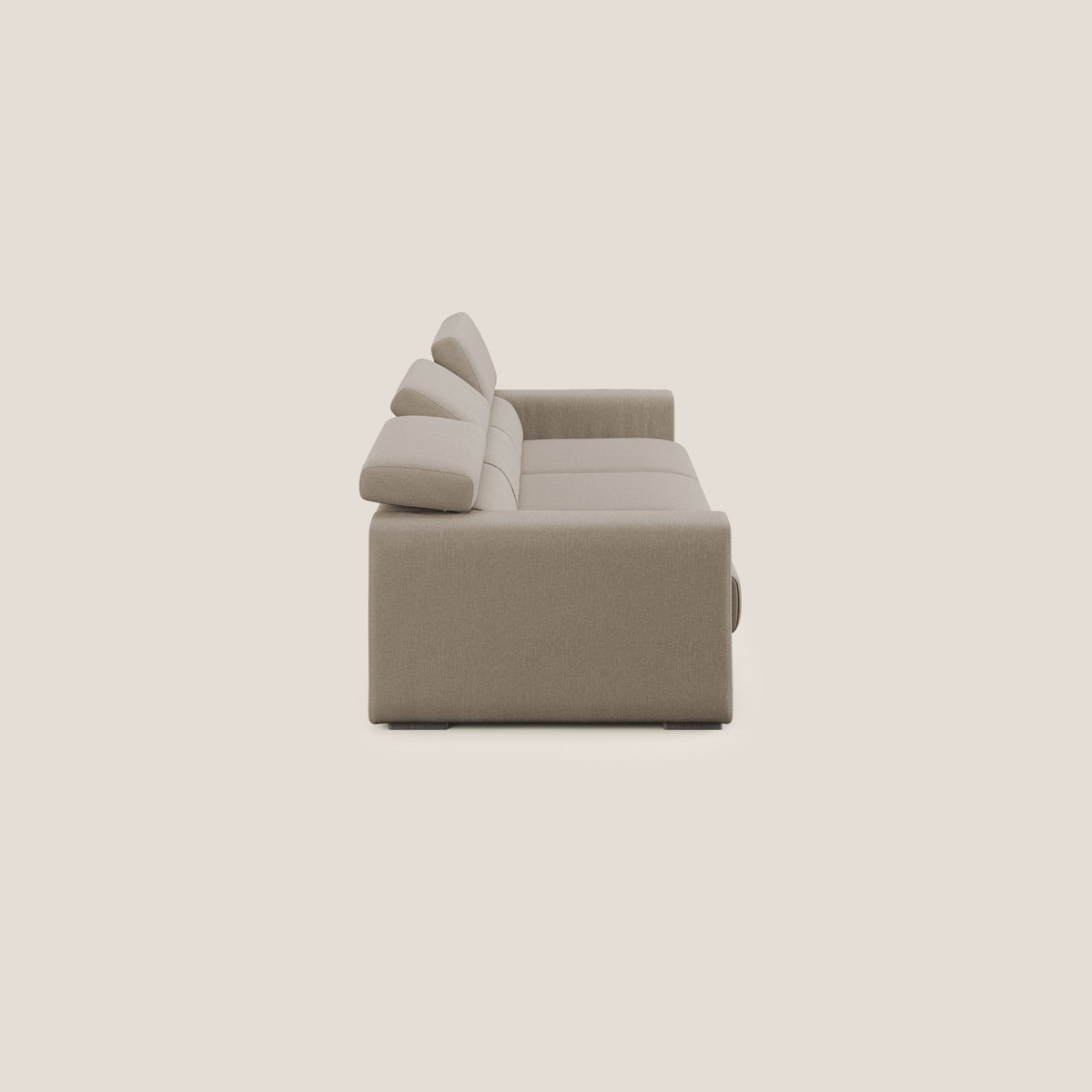Dylan divano a 3 sedute con pouf estraibile poggiapiedi in tessuto simil cotone impermeabile T13 beige - divitt.sbs