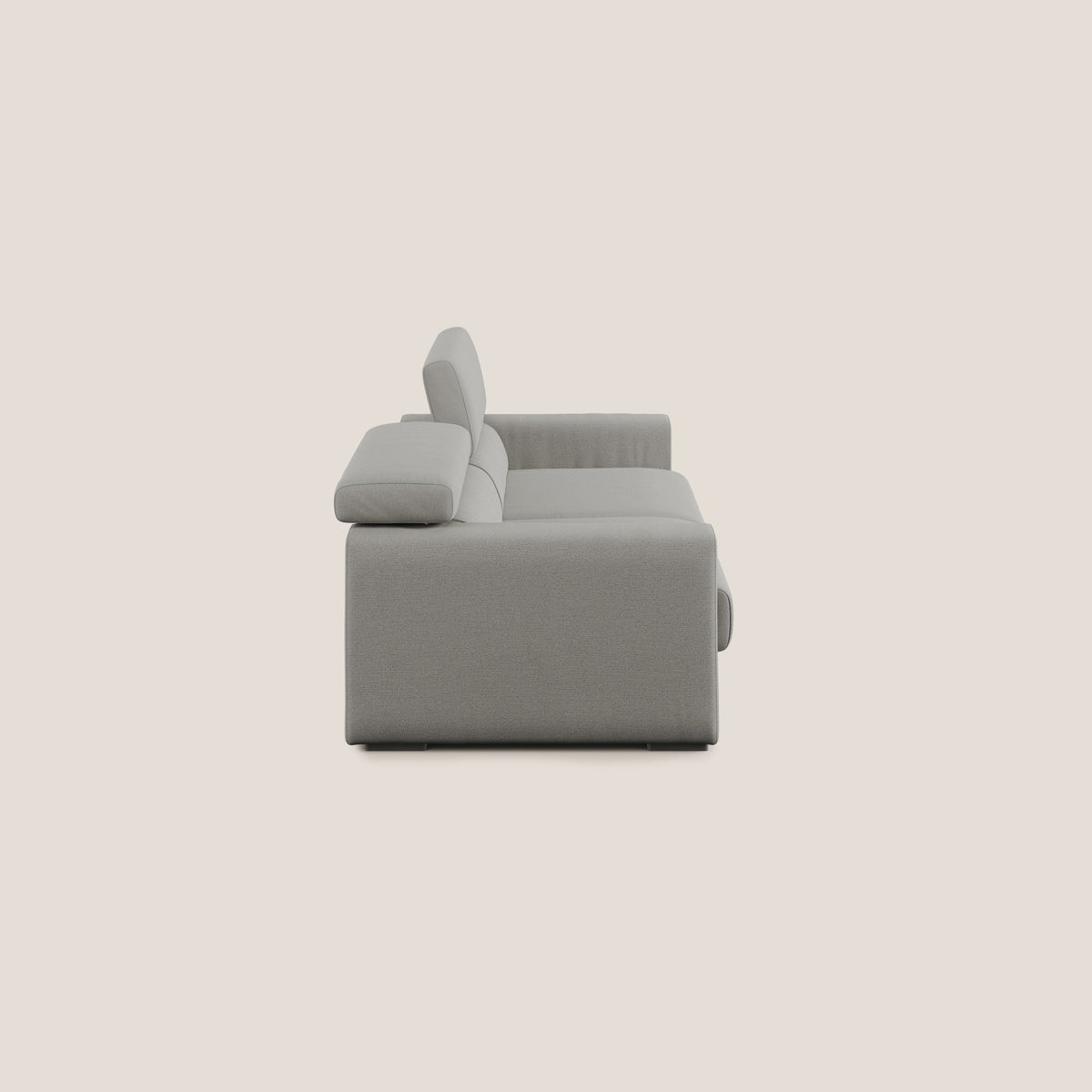Dylan divano allungabile con pouf estraibile poggiapiedi in tessuto fiammato simil cotone impermeabile T19 beige - divitt.sbs