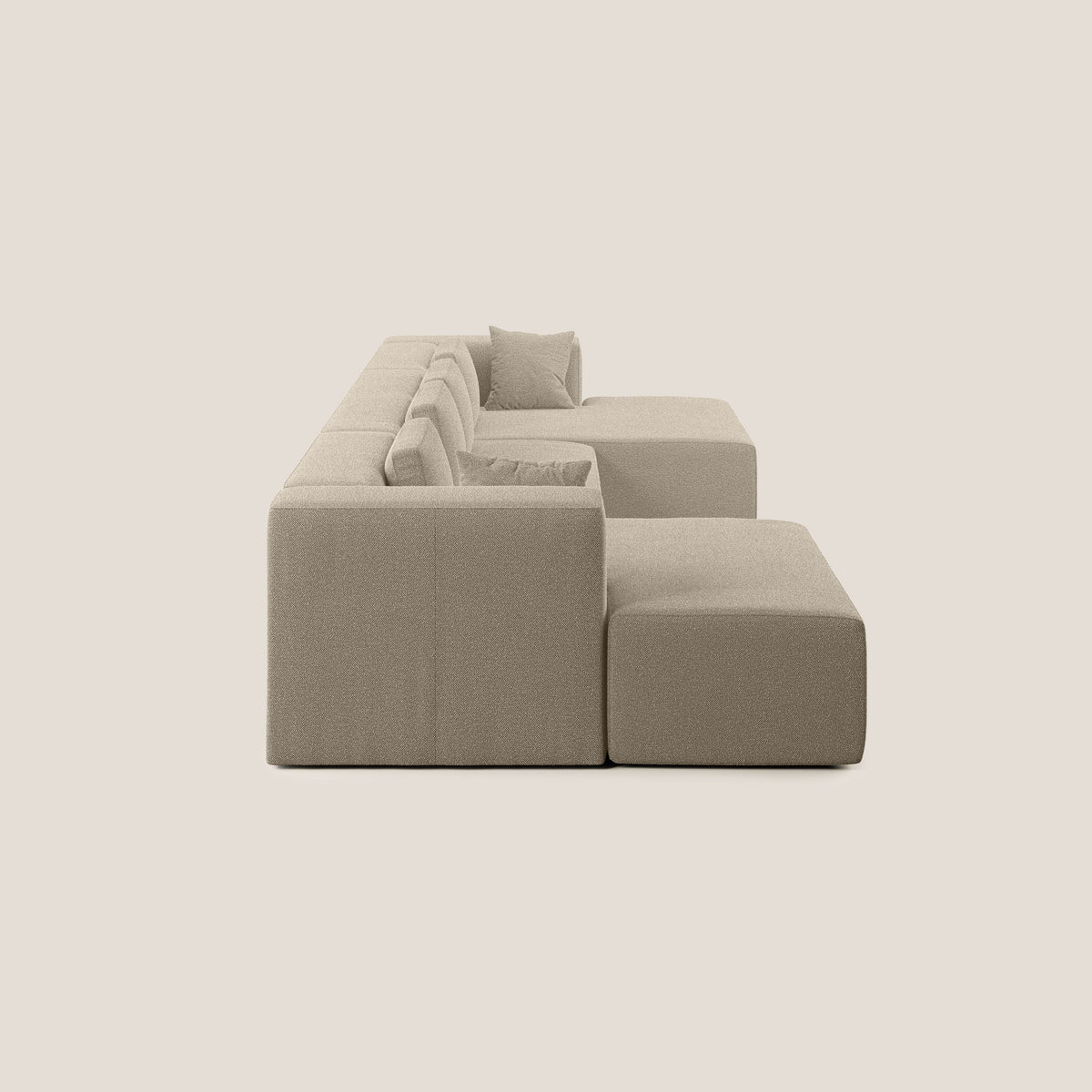 Nettuno divano panoramico in morbido tessuto bouclè T07 beige - divitt.sbs