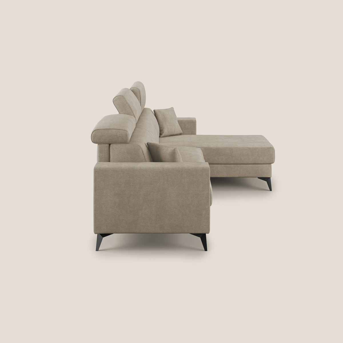 Pegaso divano letto angolare con poggiatesta reclinabili e rivestimento impermeabile T02 beige - divitt.sbs
