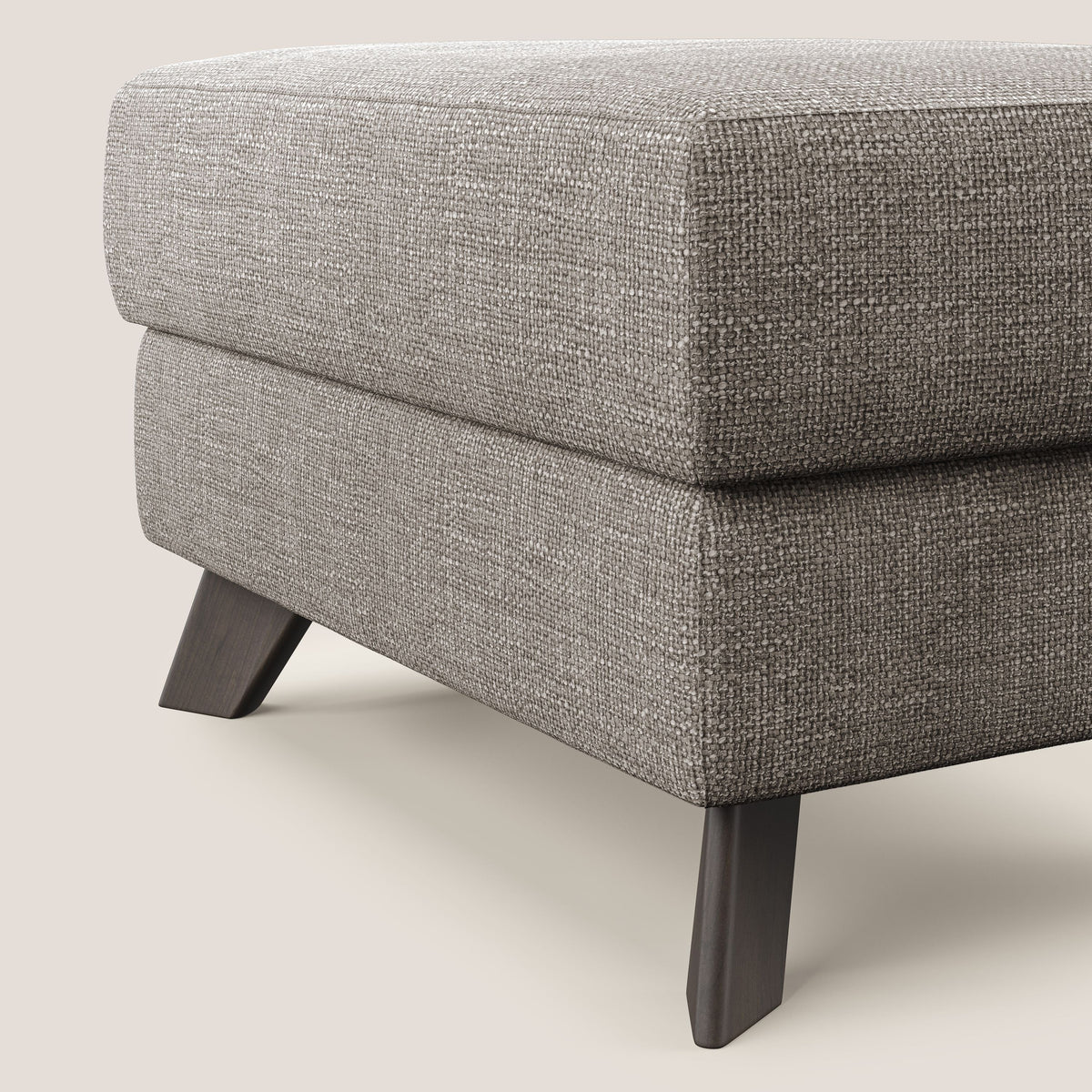 Moon Pouf contenitore e piedini alti in tessuto morbido ad intreccio soft-touch impermeabile T06 tortora - divitt.sbs