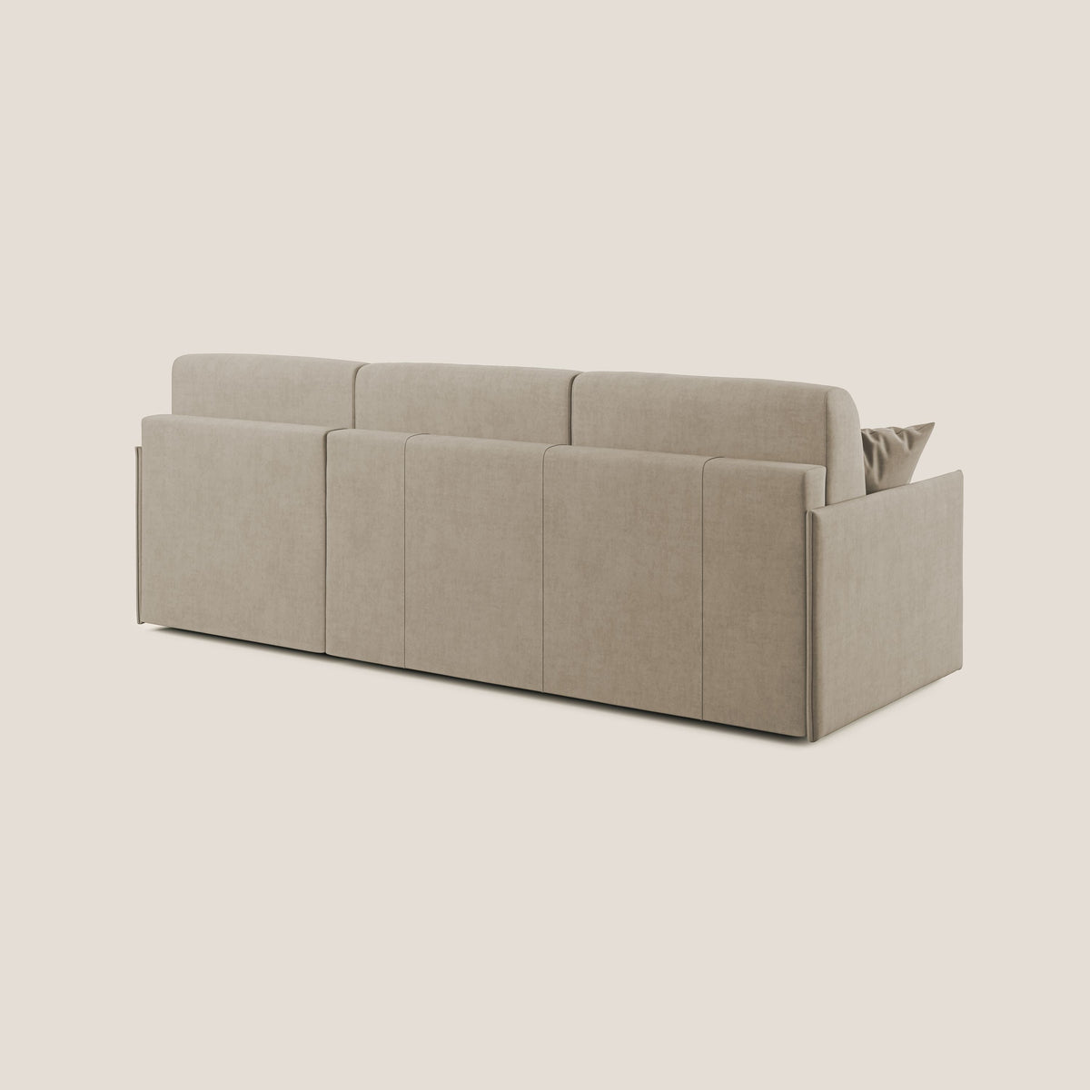 Evans Divano letto angolare con penisola in morbido tessuto impermeabile T02 beige - divitt.sbs