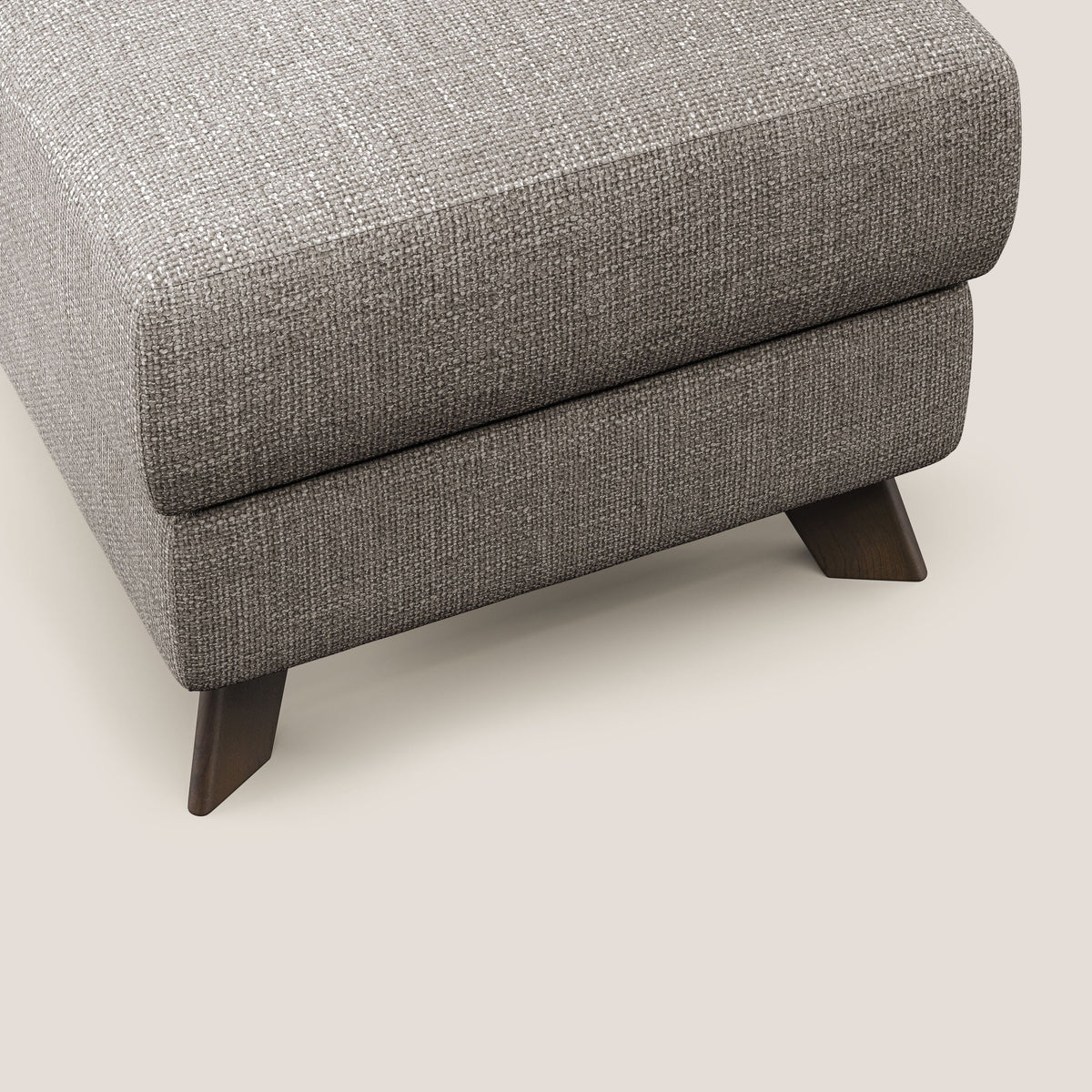 Moon Pouf contenitore e piedini alti in tessuto morbido ad intreccio soft-touch impermeabile T06 tortora - divitt.sbs