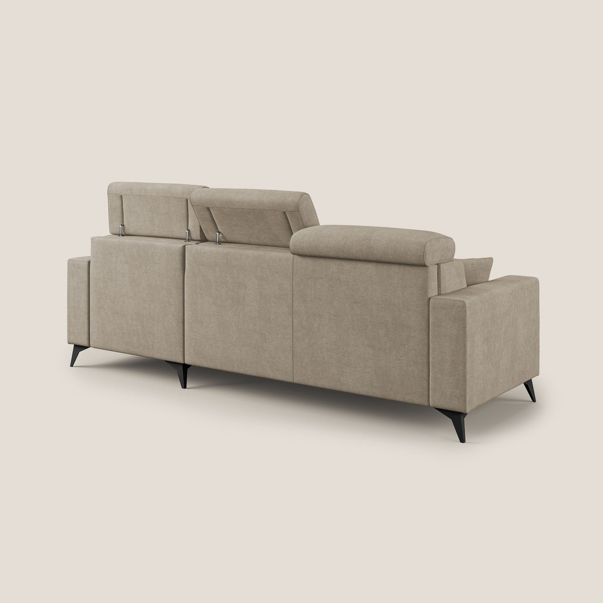 Pegaso divano letto angolare con poggiatesta reclinabili e rivestimento impermeabile T02 beige - divitt.sbs