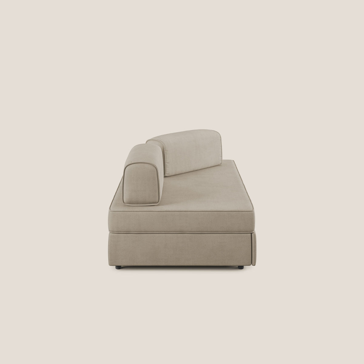 Liberty divano con pouf estraibile e schienali movibili in tessuto morbido impermeabile T02 beige - divitt.sbs