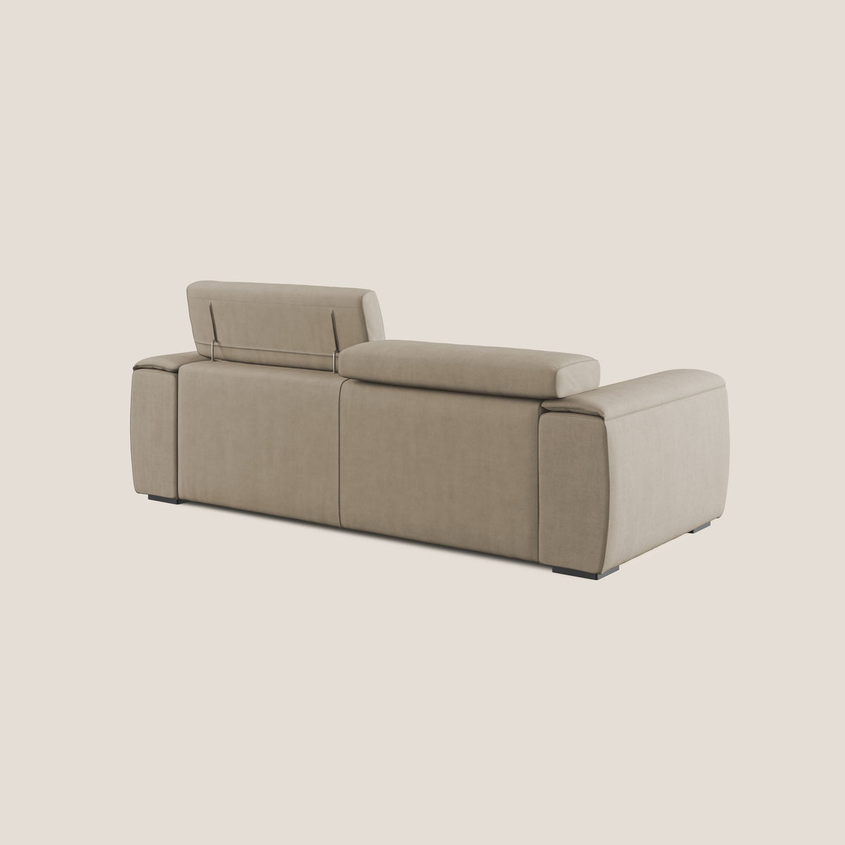 Zeno Divano con pouf estraibile poggiapiedi in tessuto morbido impermeabile T02 beige - divitt.sbs