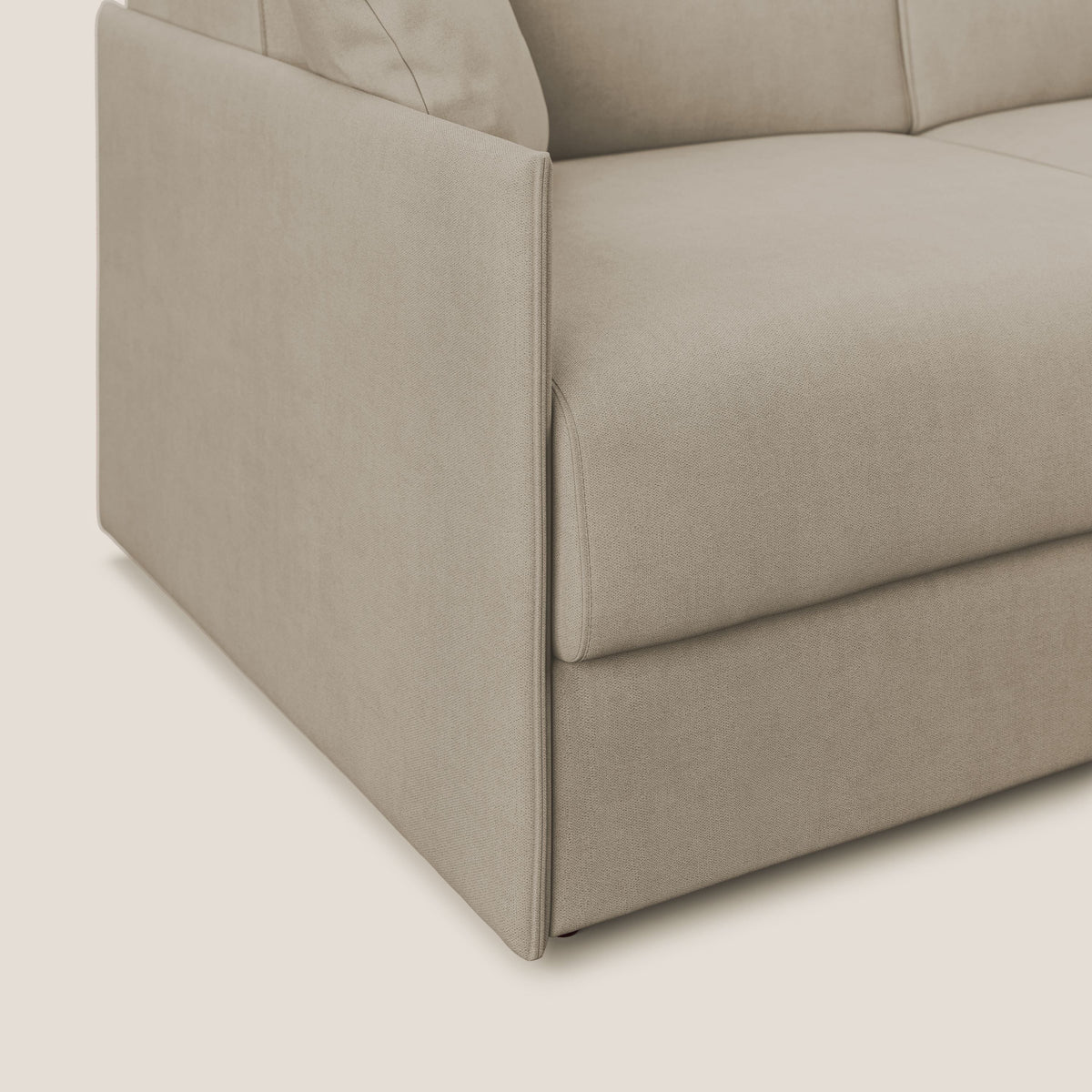 Evans Divano letto angolare con penisola in morbido tessuto impermeabile T02 beige - divitt.sbs