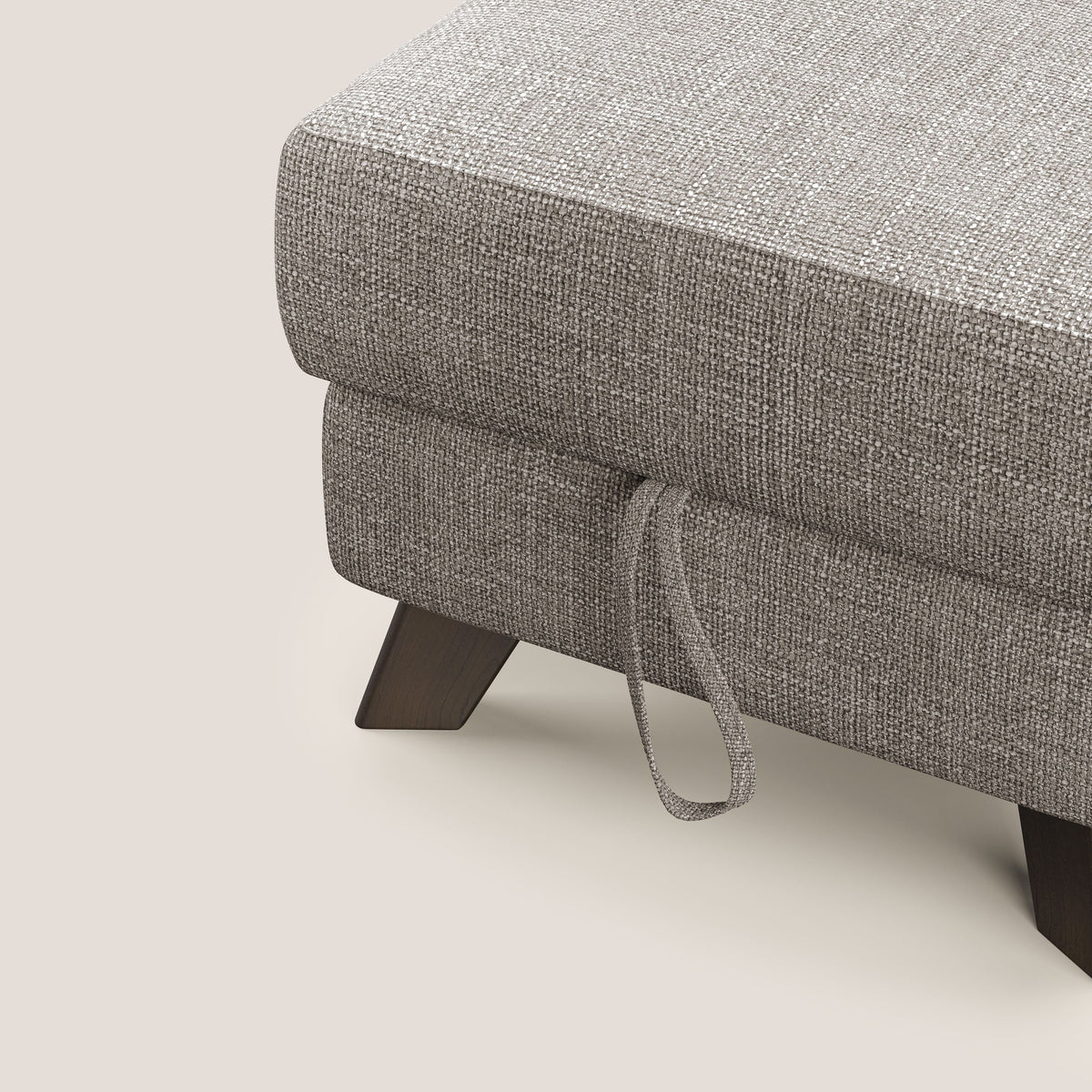 Moon Pouf contenitore e piedini alti in tessuto morbido ad intreccio soft-touch impermeabile T06 tortora - divitt.sbs