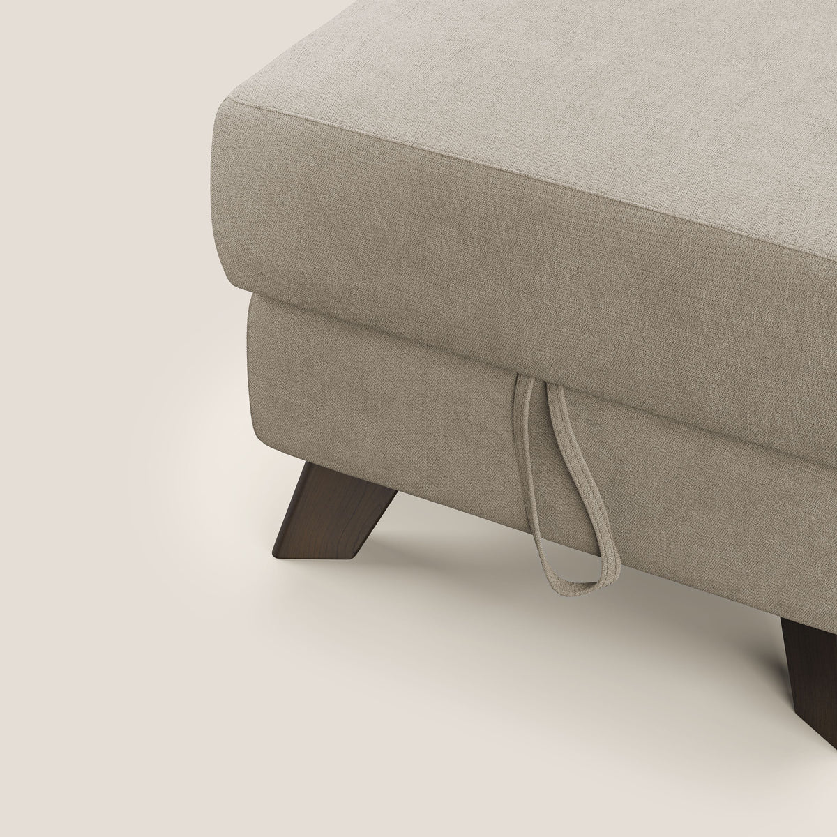 Moon Pouf contenitore e piedini alti in tessuto morbido impermeabile T02 beige - divitt.sbs