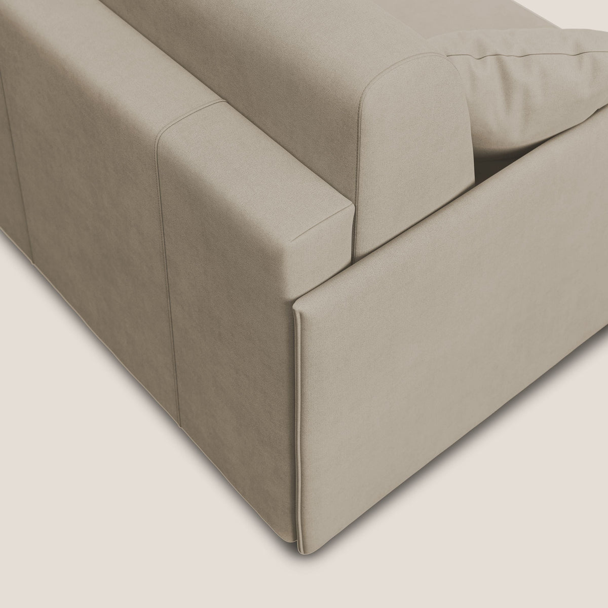 Evans Divano letto angolare con penisola in morbido tessuto impermeabile T02 beige - divitt.sbs