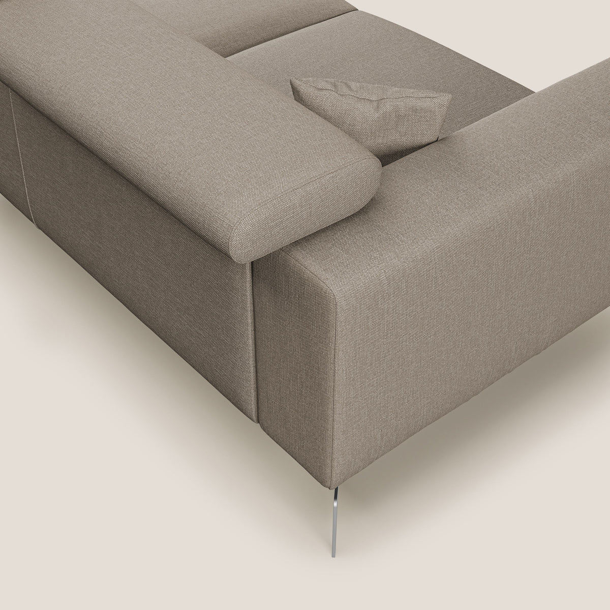 Blade Divano moderno angolare con poggiatesta reclinabili in tessuto impermeabile simil-cotone T13 beige - divitt.sbs