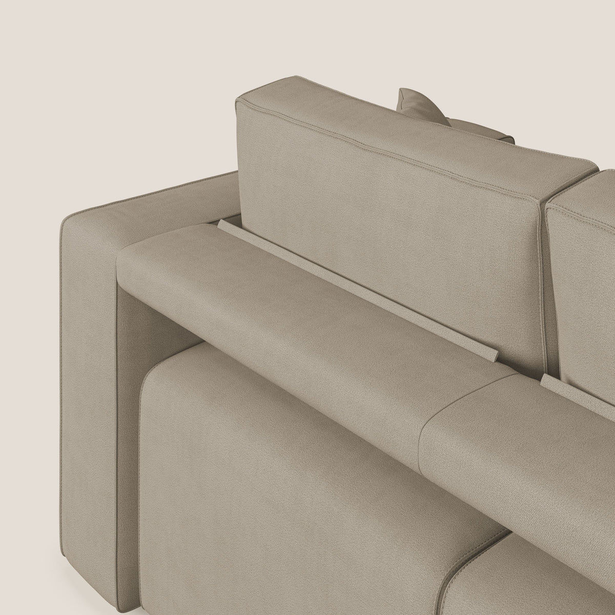 Morfeo divano con 3 sedute estraibili in morbido tessuto impermeabile T02 beige - divitt.sbs