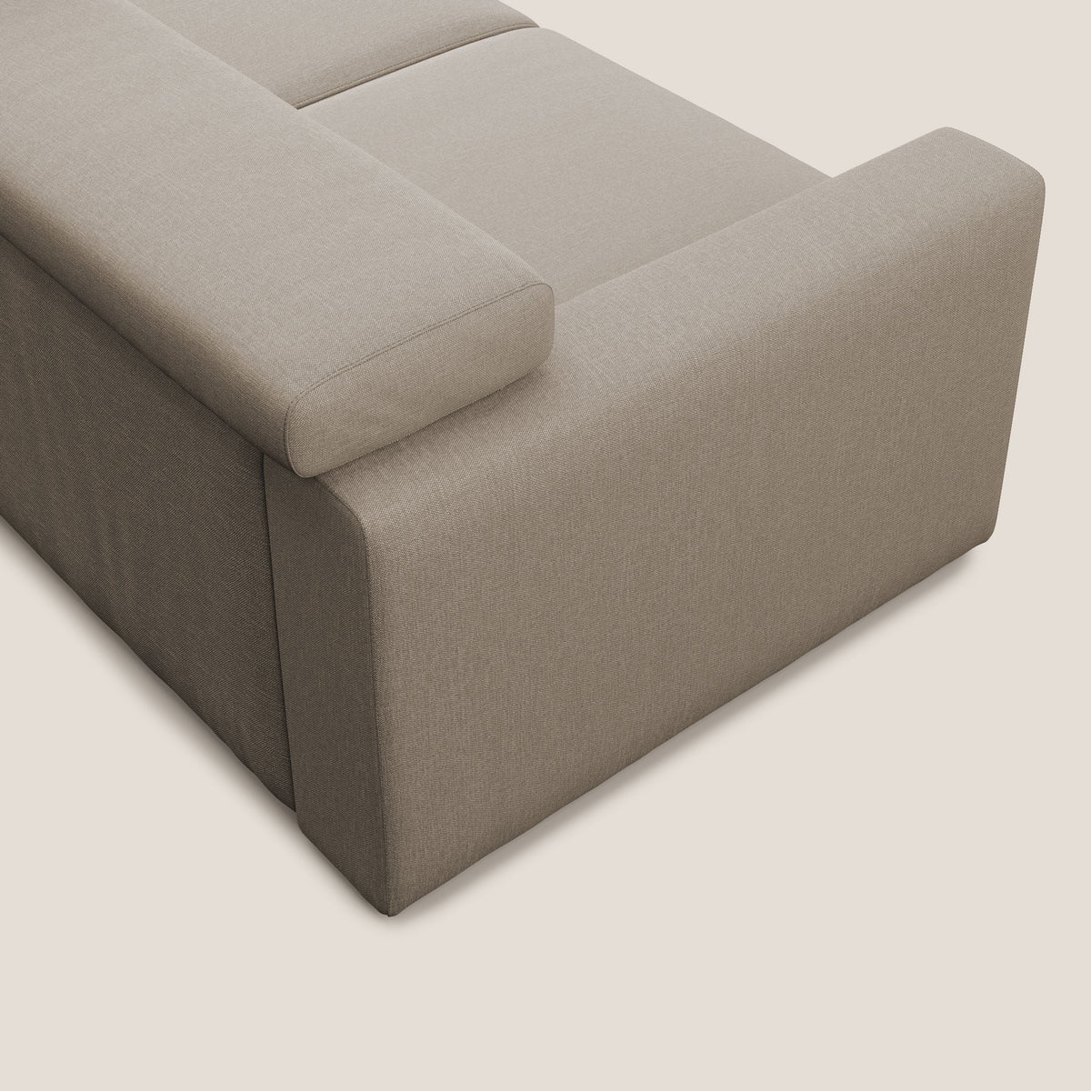 Dylan divano allungabile con pouf estraibile poggiapiedi in tessuto simil cotone impermeabile T13 beige - divitt.sbs