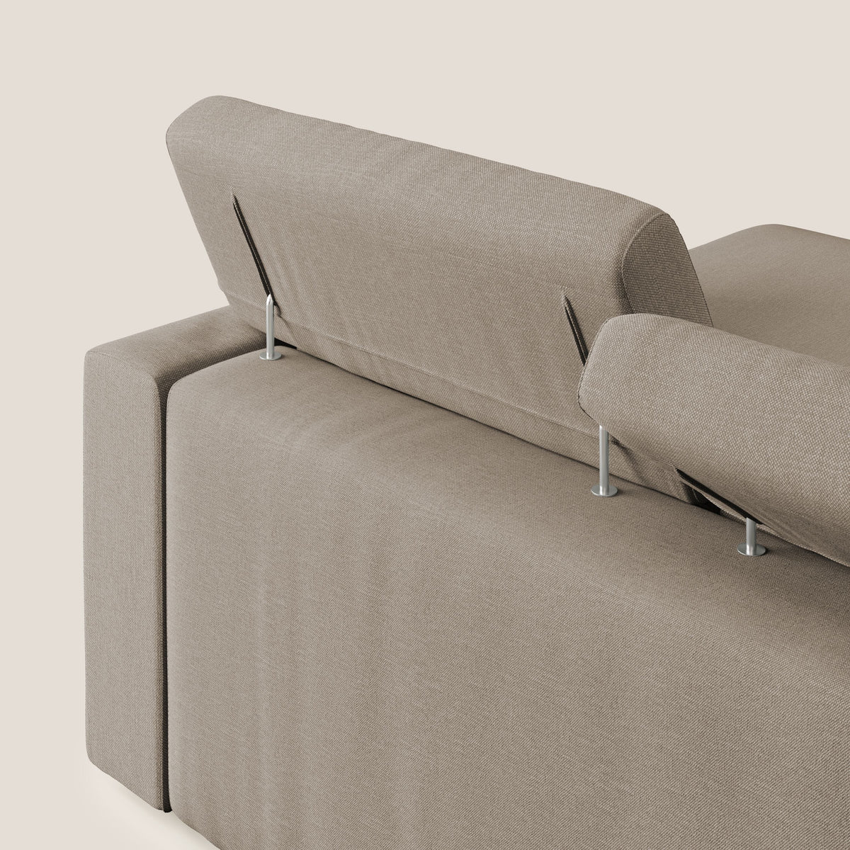 Dylan divano angolare con pouf estraibile poggiapiedi in tessuto simil cotone impermeabile T13 beige - divitt.sbs