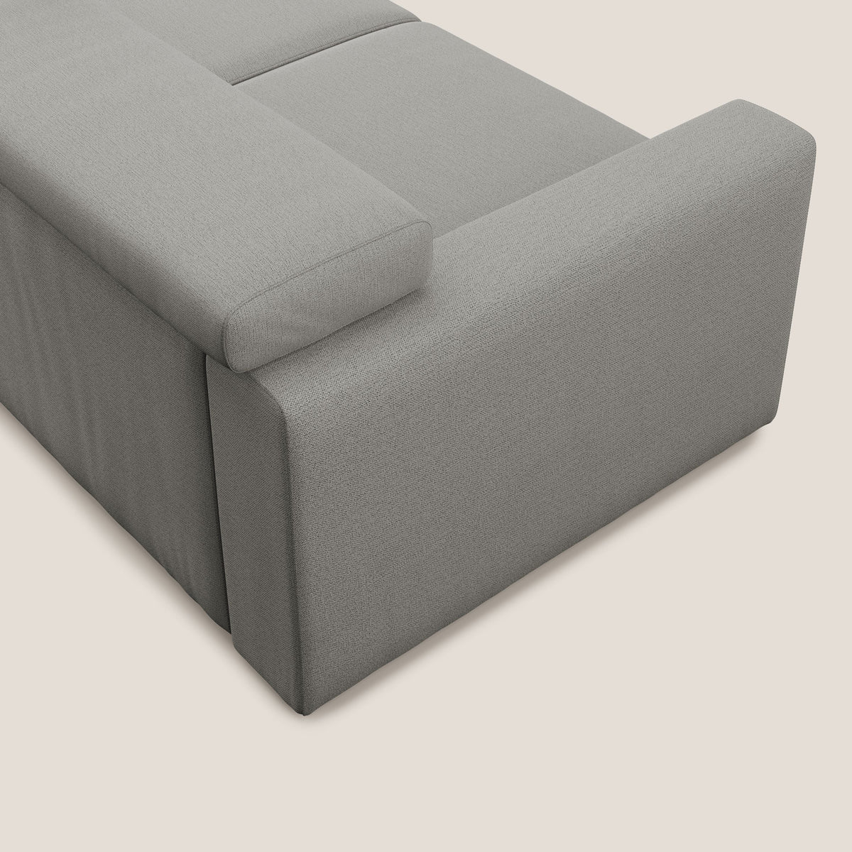 Dylan divano allungabile con pouf estraibile poggiapiedi in tessuto fiammato simil cotone impermeabile T19 beige - divitt.sbs