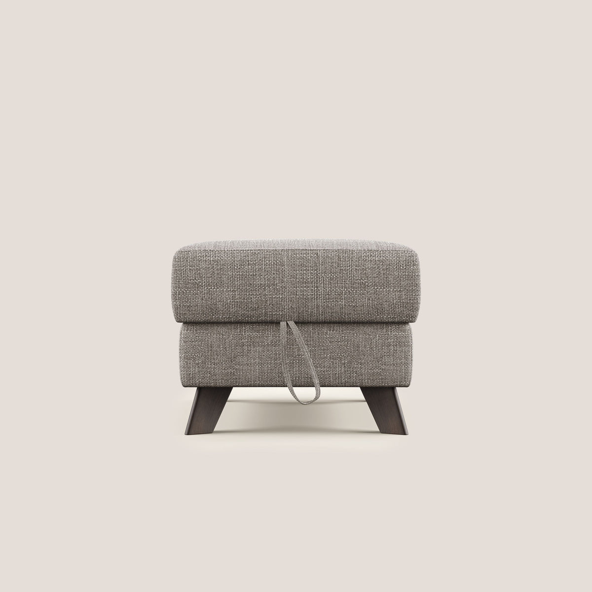 Moon Pouf contenitore e piedini alti in tessuto morbido ad intreccio soft-touch impermeabile T06 tortora - divitt.sbs